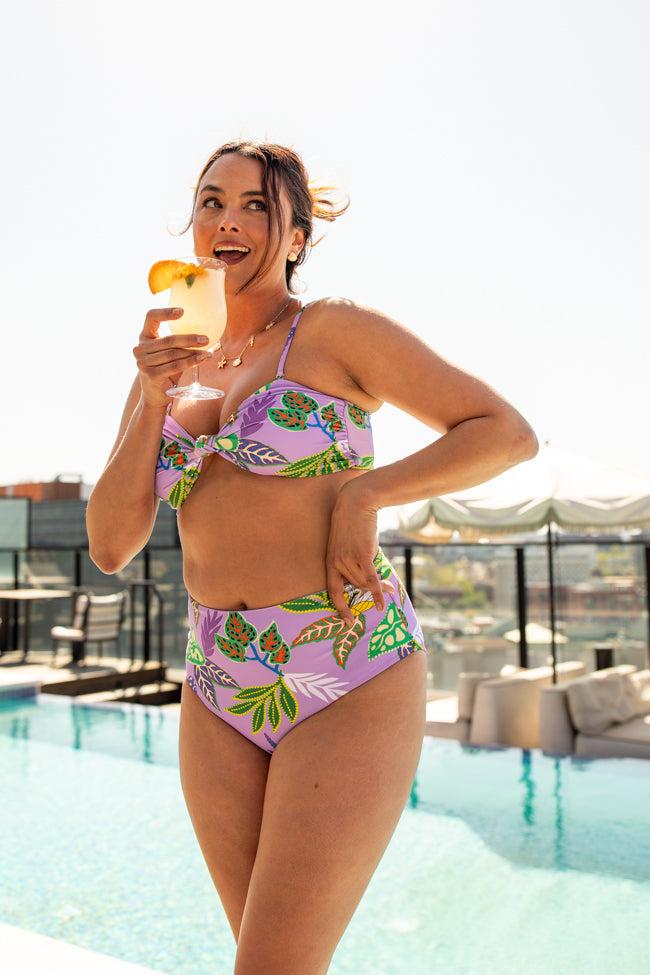 Golden Soul Purple Print Retro Bikini Top FINAL SALE Product Image