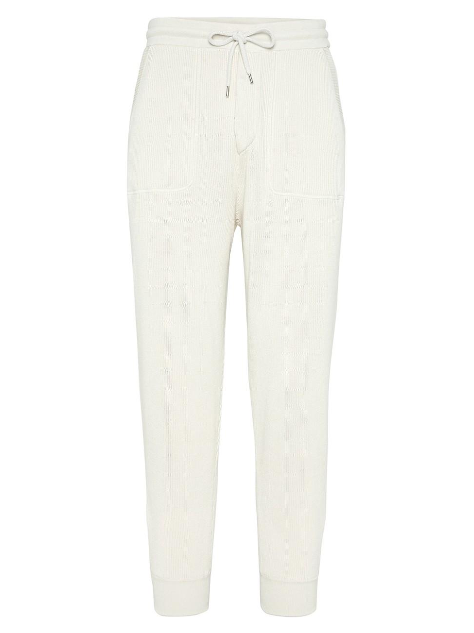 Mens Cotton English Rib Knit Trousers with Zipper Cuffs Product Image