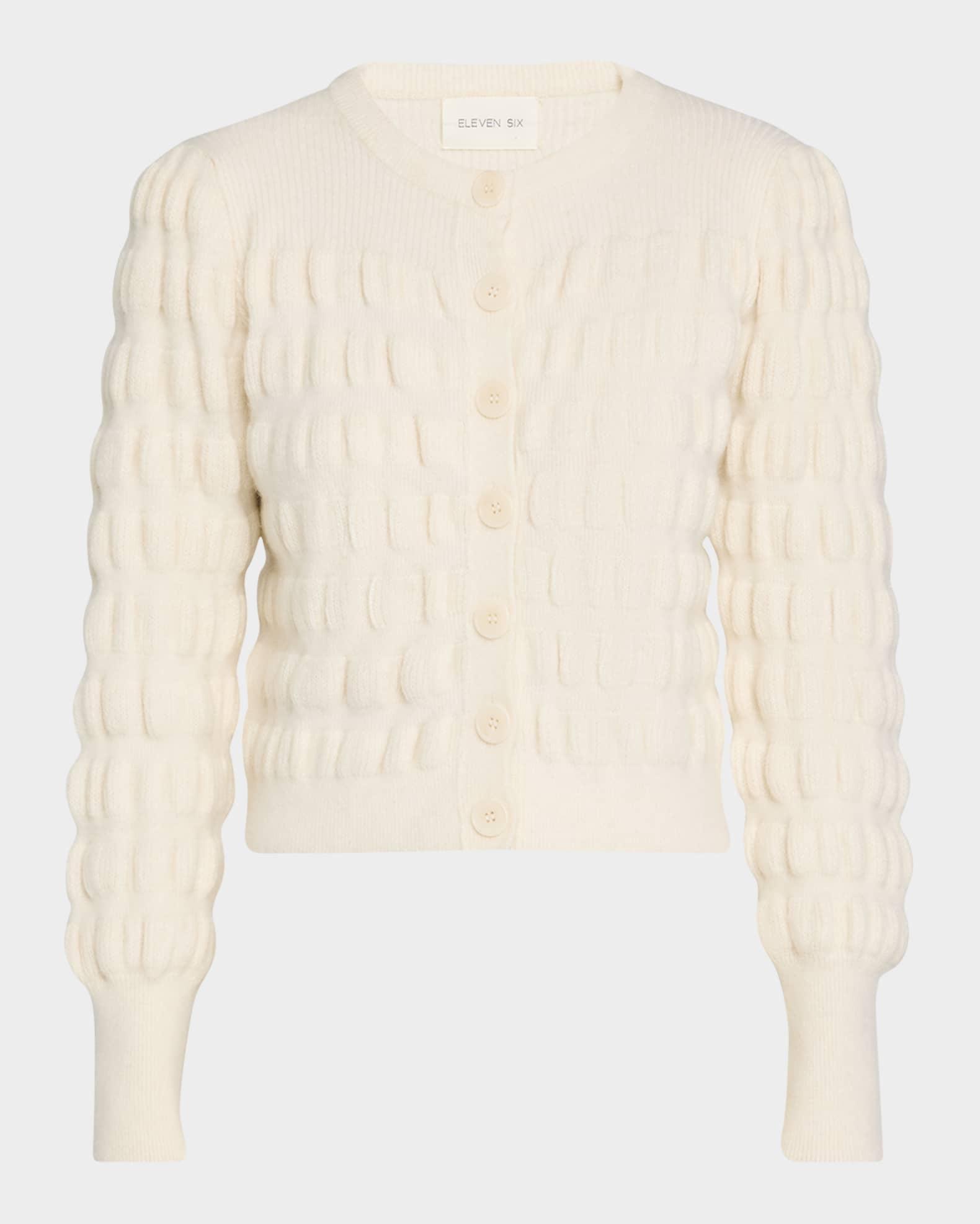 Anna Button-Down Puffy Knit Cardigan Product Image