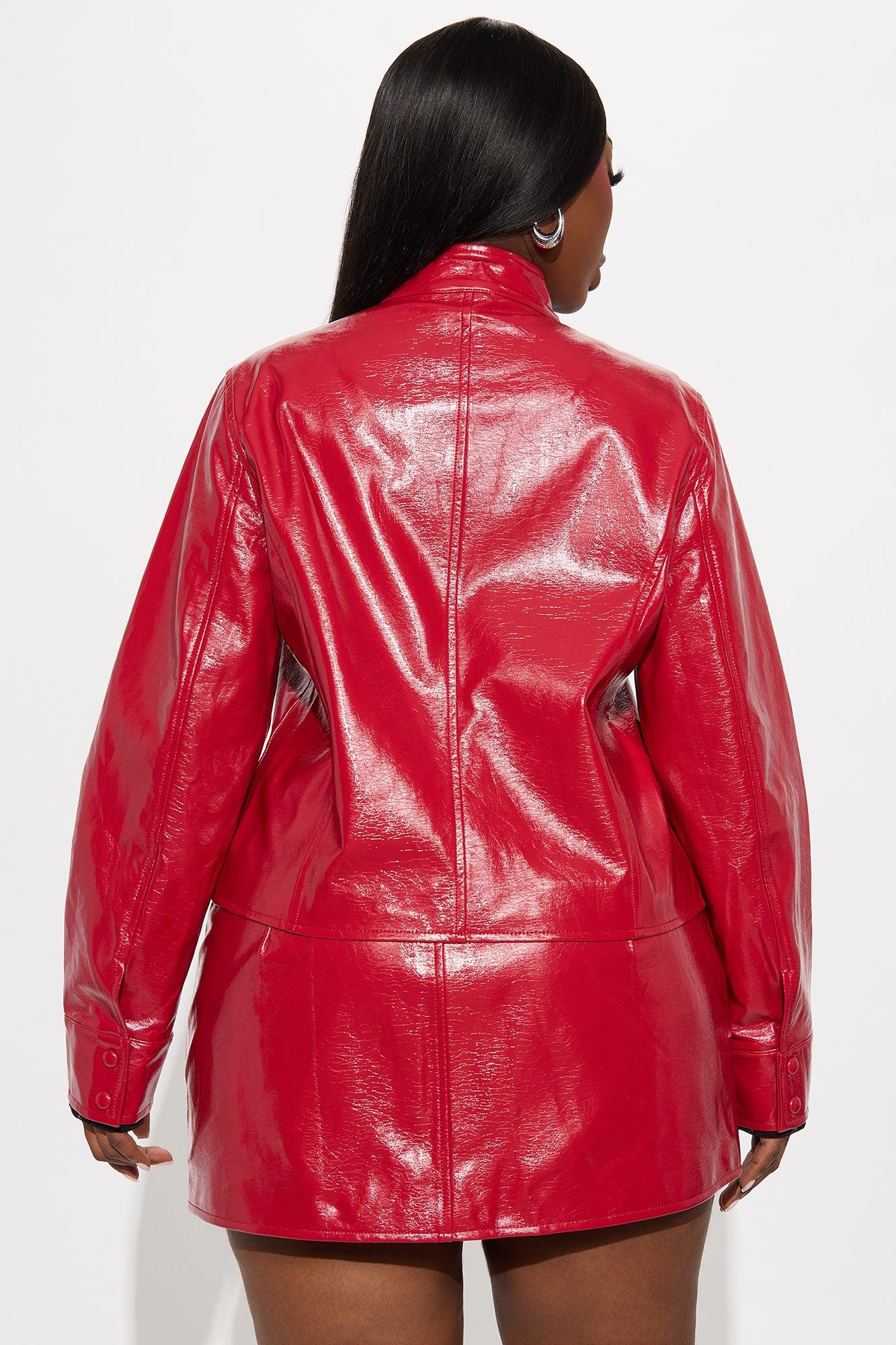 Tessa Faux Leather Moto Jacket - Red Female Product Image
