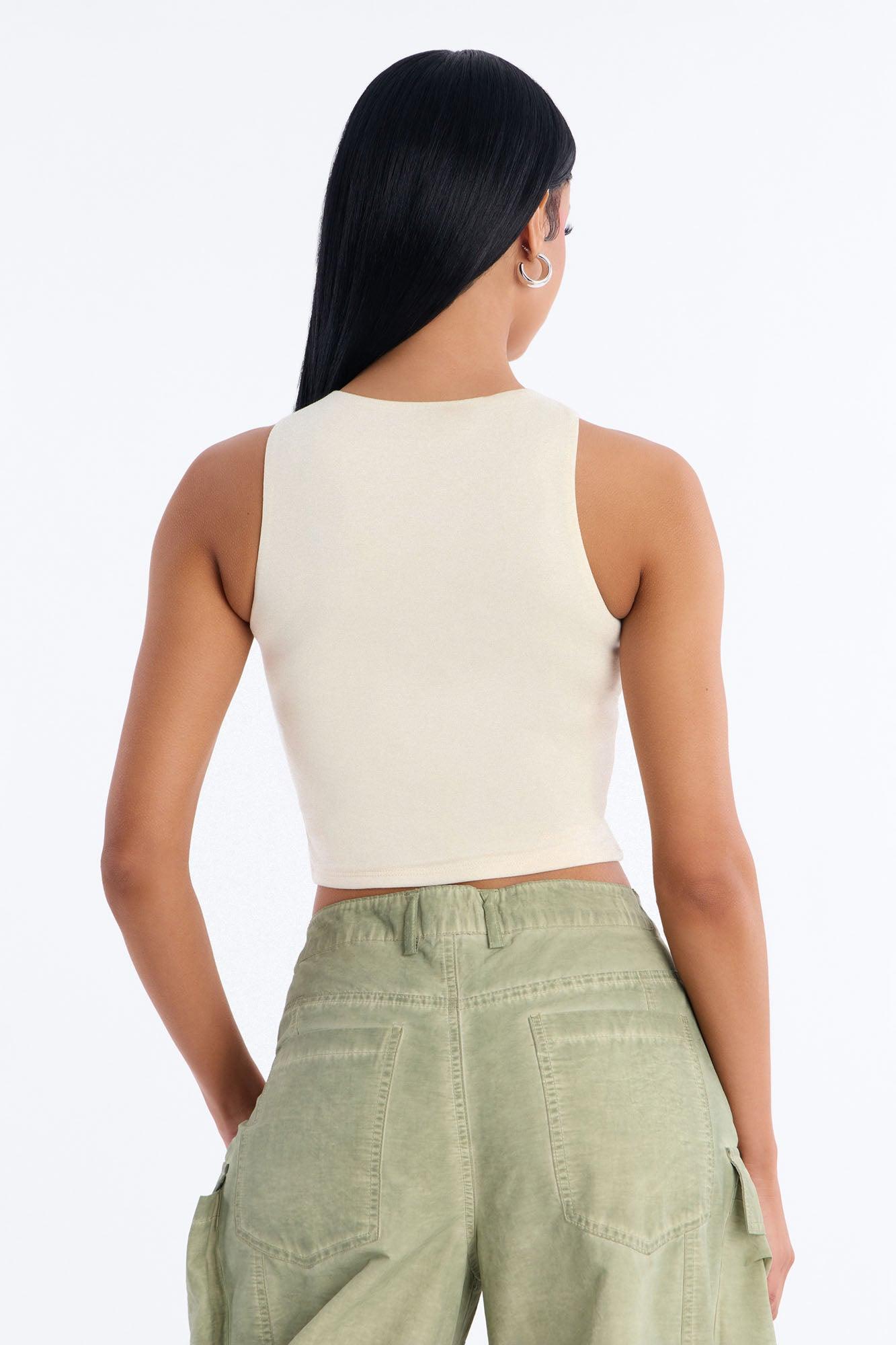 Amberly Double Lined Jersey Tank - Bone Female Product Image