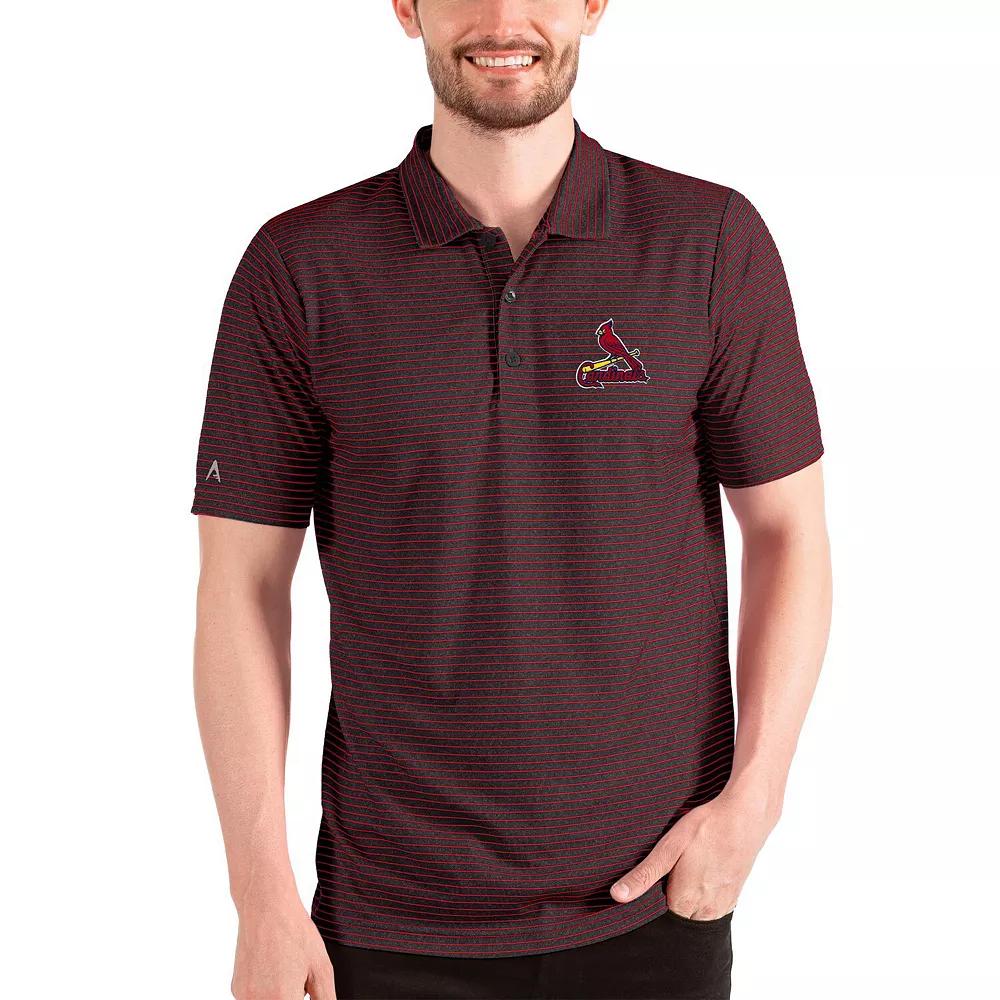 Men's Antigua Heathered Black/Red St. Louis Cardinals Esteem Polo, Size: Small, Charco Product Image