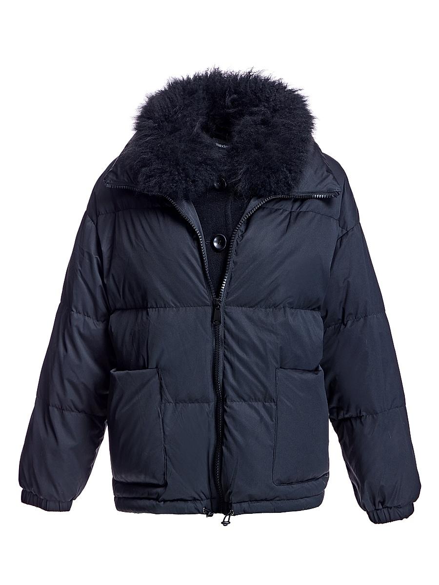 Womens Feather Down Polyblend Jacket with Goat Trim Product Image