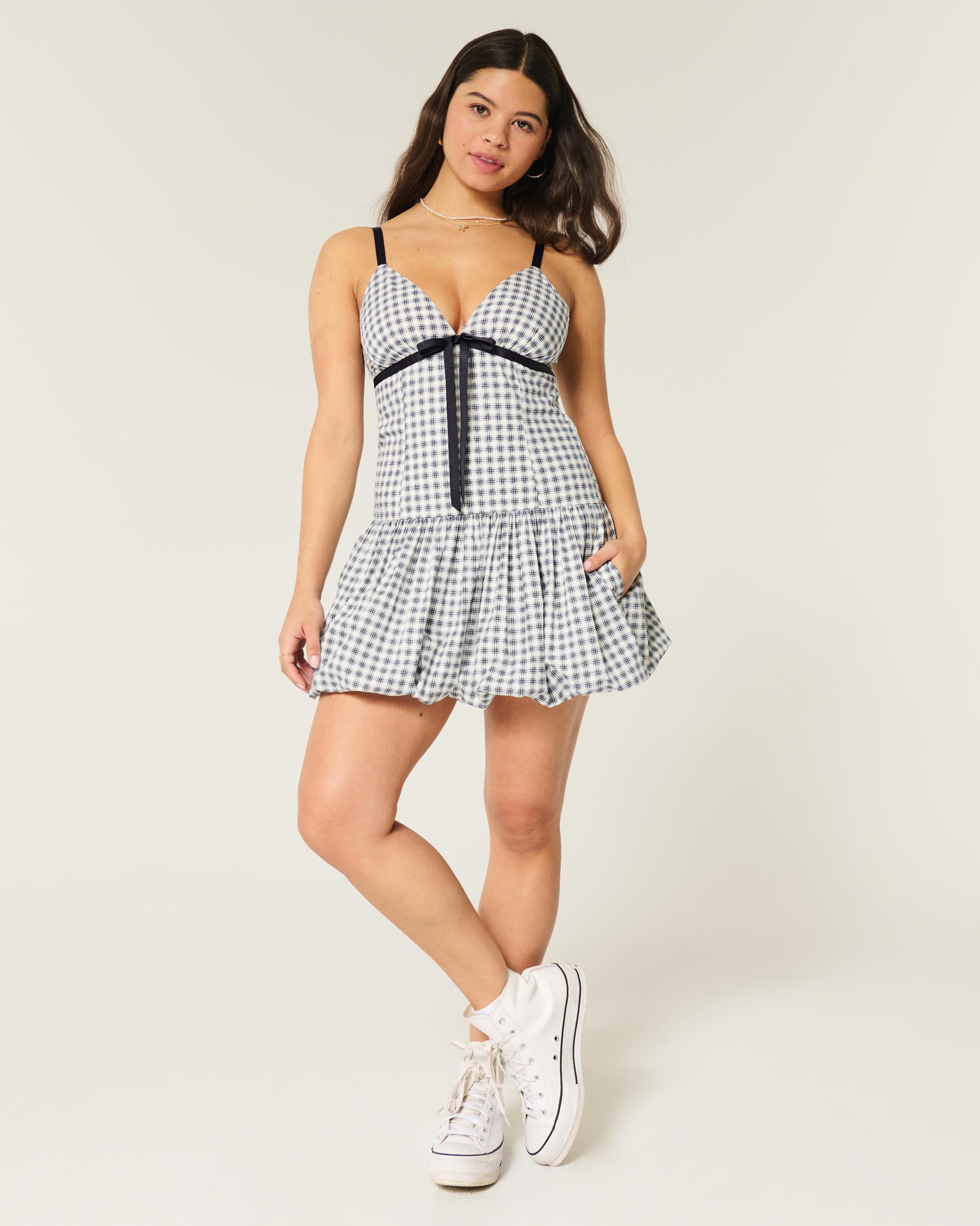 V-Neck Bubble Mini Dress Product Image