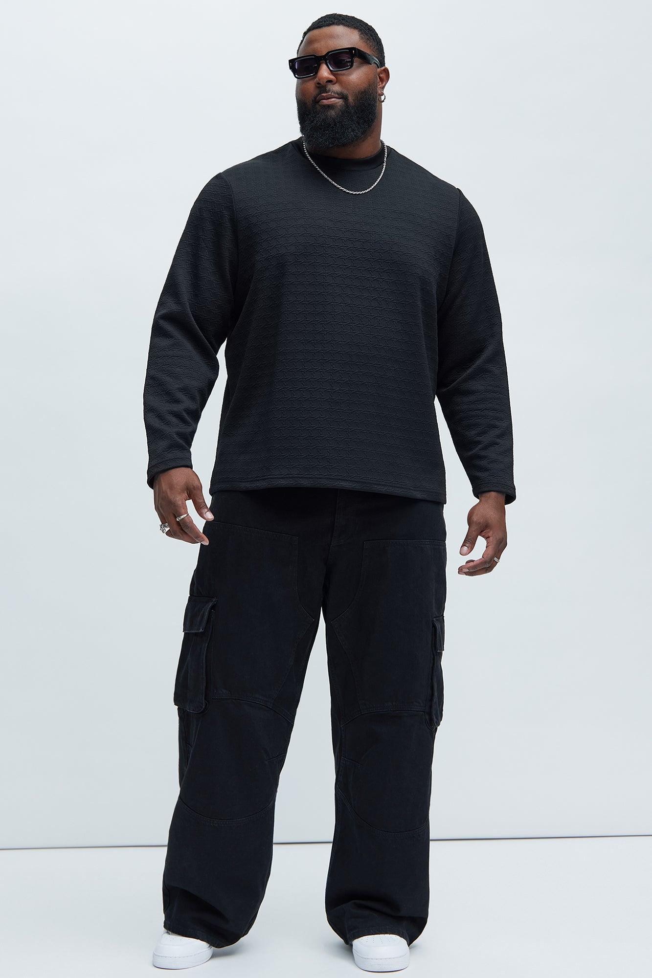 8AM Textured Long Sleeve Tee - Black Product Image