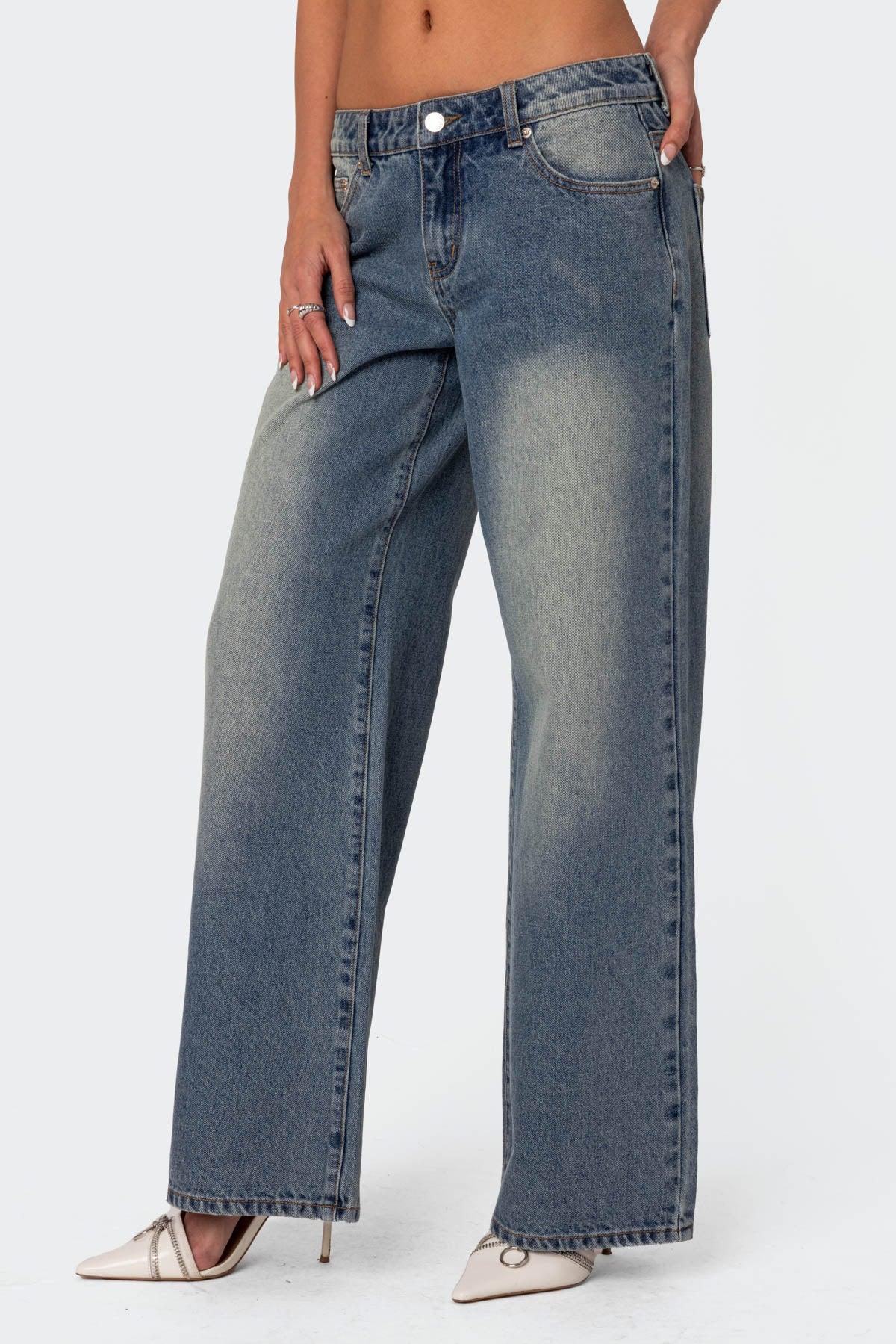 Magda Acid Wash Low Rise Baggy Jeans Product Image
