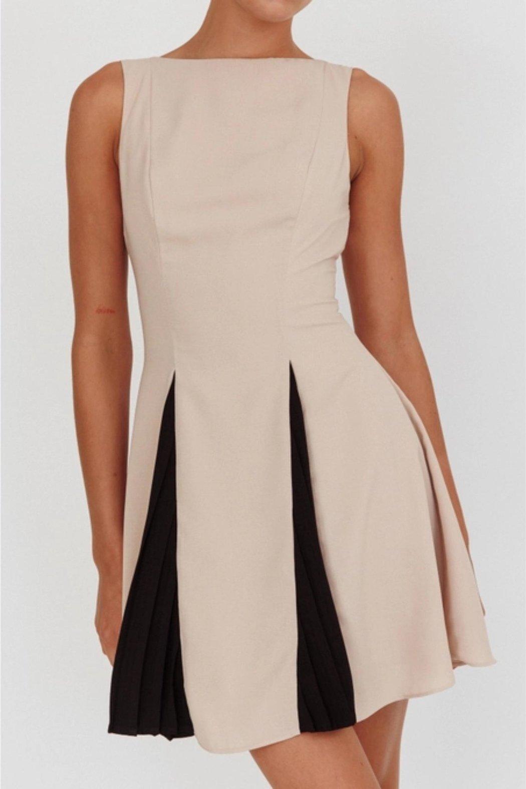 Beige Contrast Mini Dress Product Image