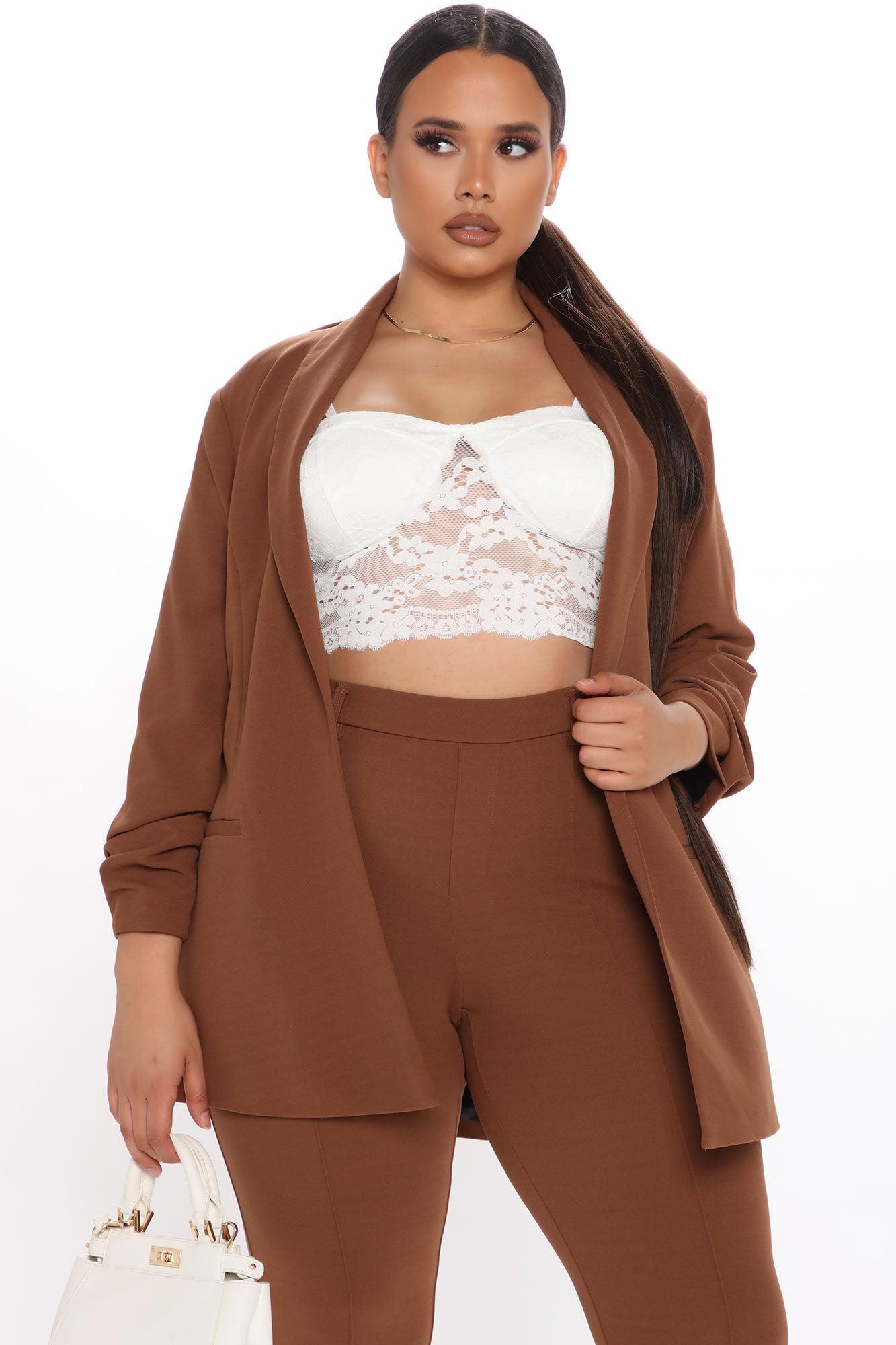 Business Classy Blazer Pant Set - Tan Product Image