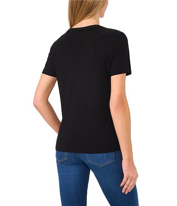 CeCe Crew Neck Short Sleeve Embellished Bow Tee Product Image