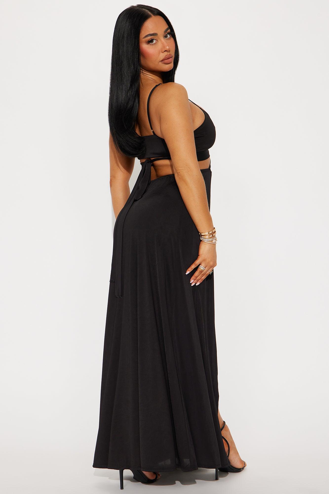 Mabel Flyaway Top And Mini Skirt Set - Black Product Image