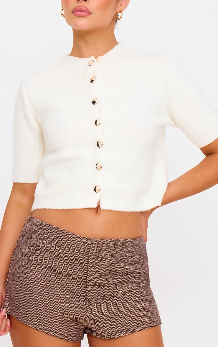 Cream Soft Knit Button Up Cardigan Product Image