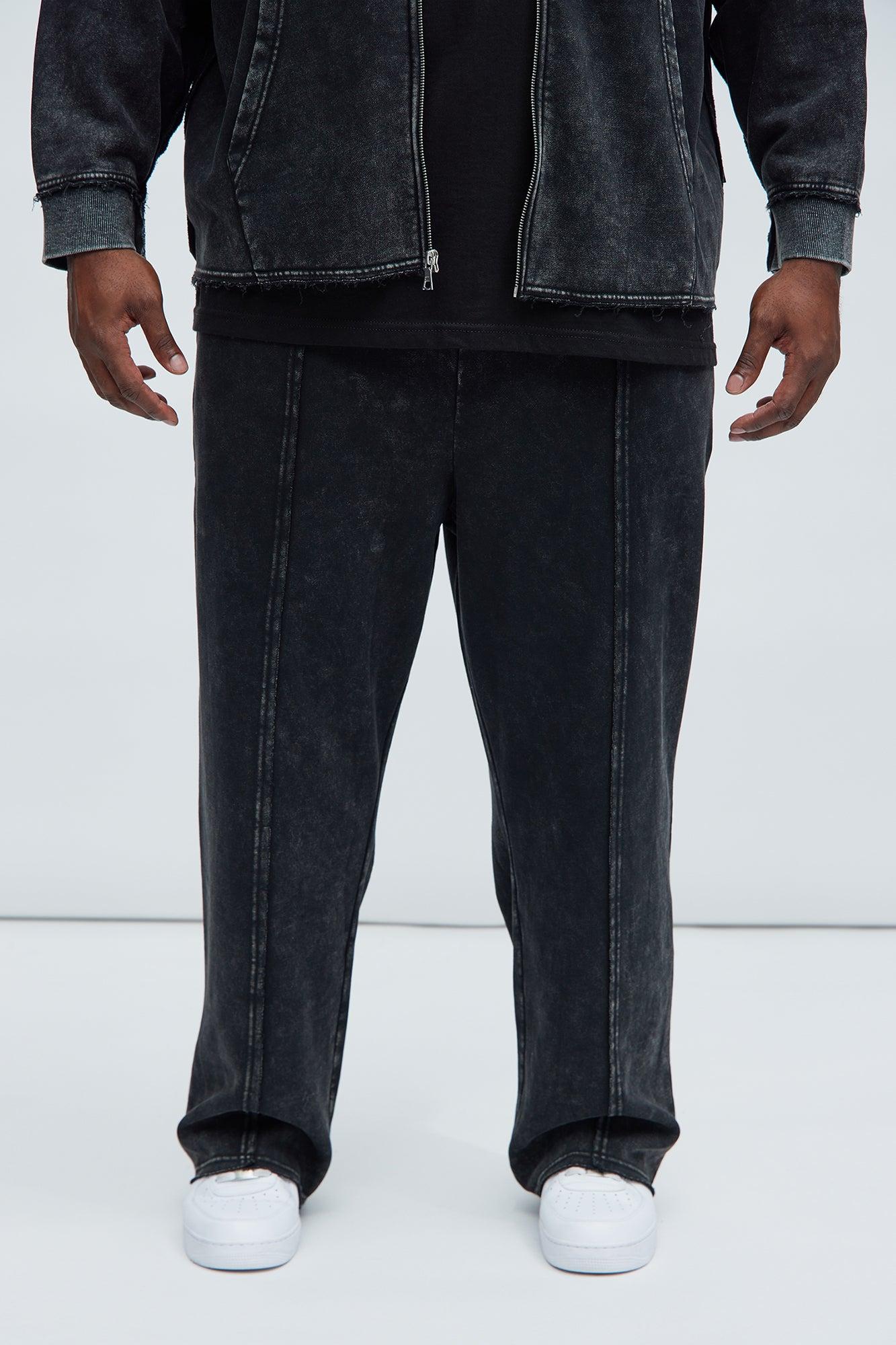 Tyson Frayed Seams Sweatpants - Black Product Image