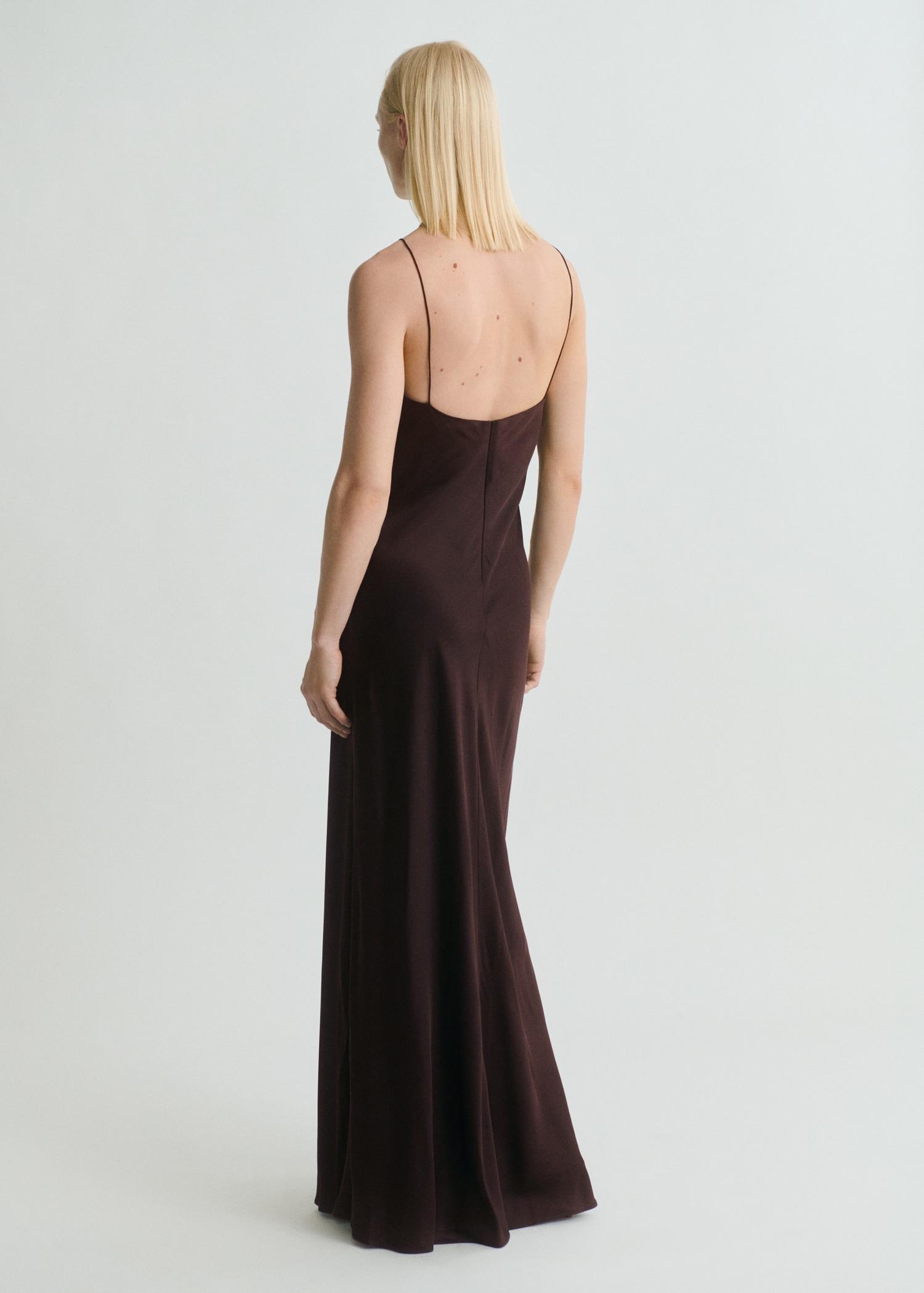 V-neck satin dress - Women | MANGO USA Product Image