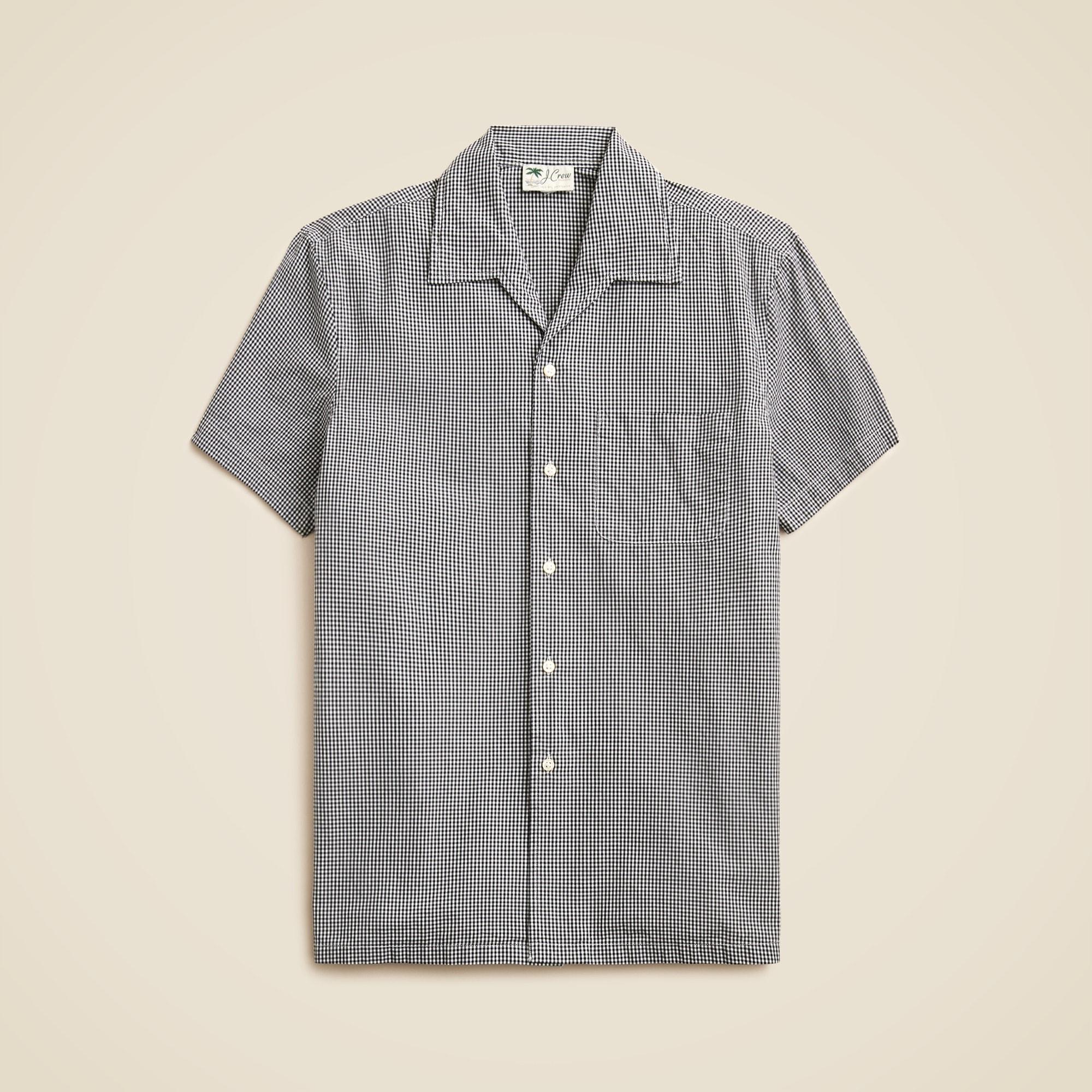 Short-sleeve Secret Wash cotton poplin camp-collar shirt Product Image