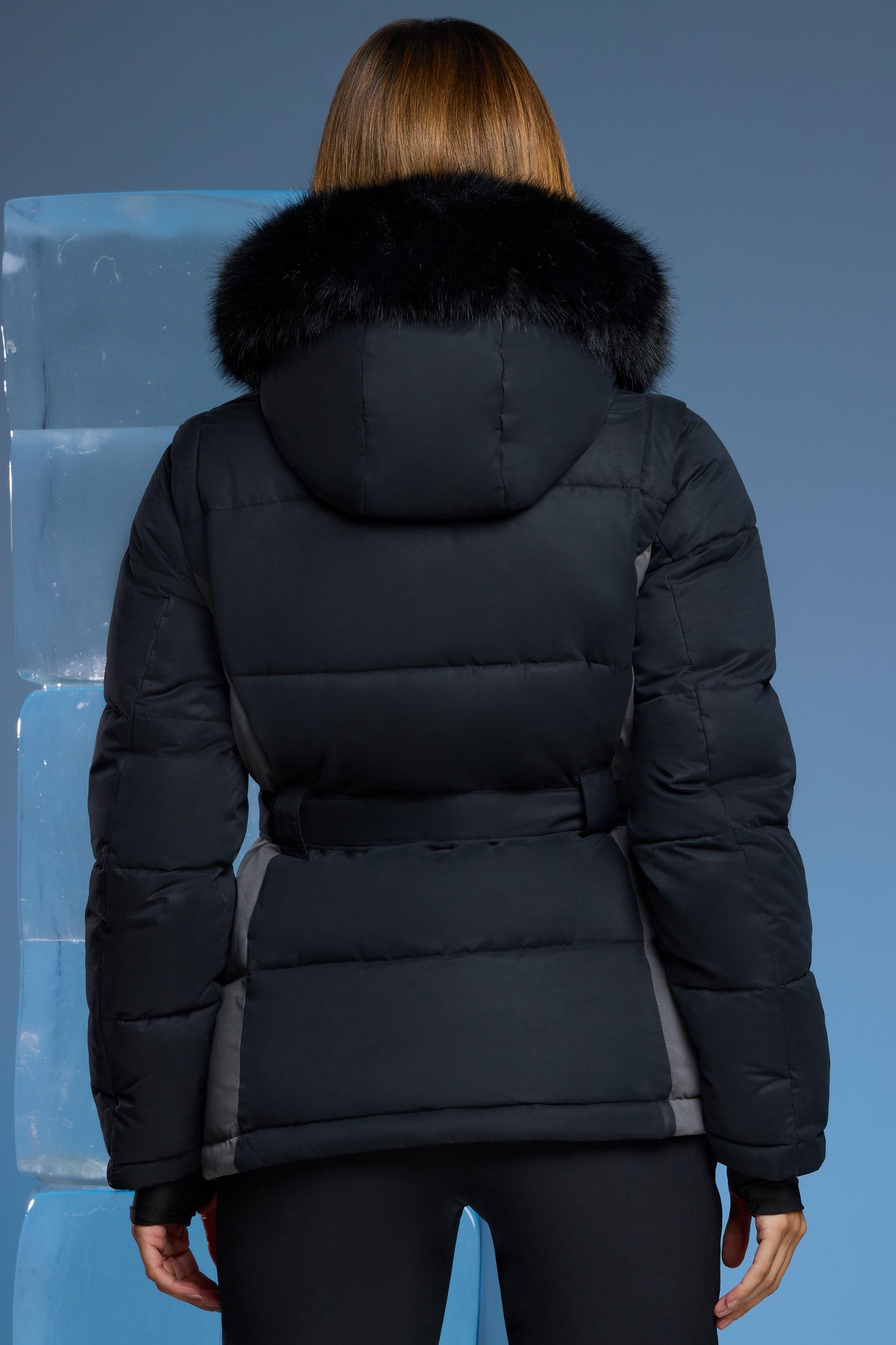 Ski Jacket with Detachable Sleeves in Black Product Image