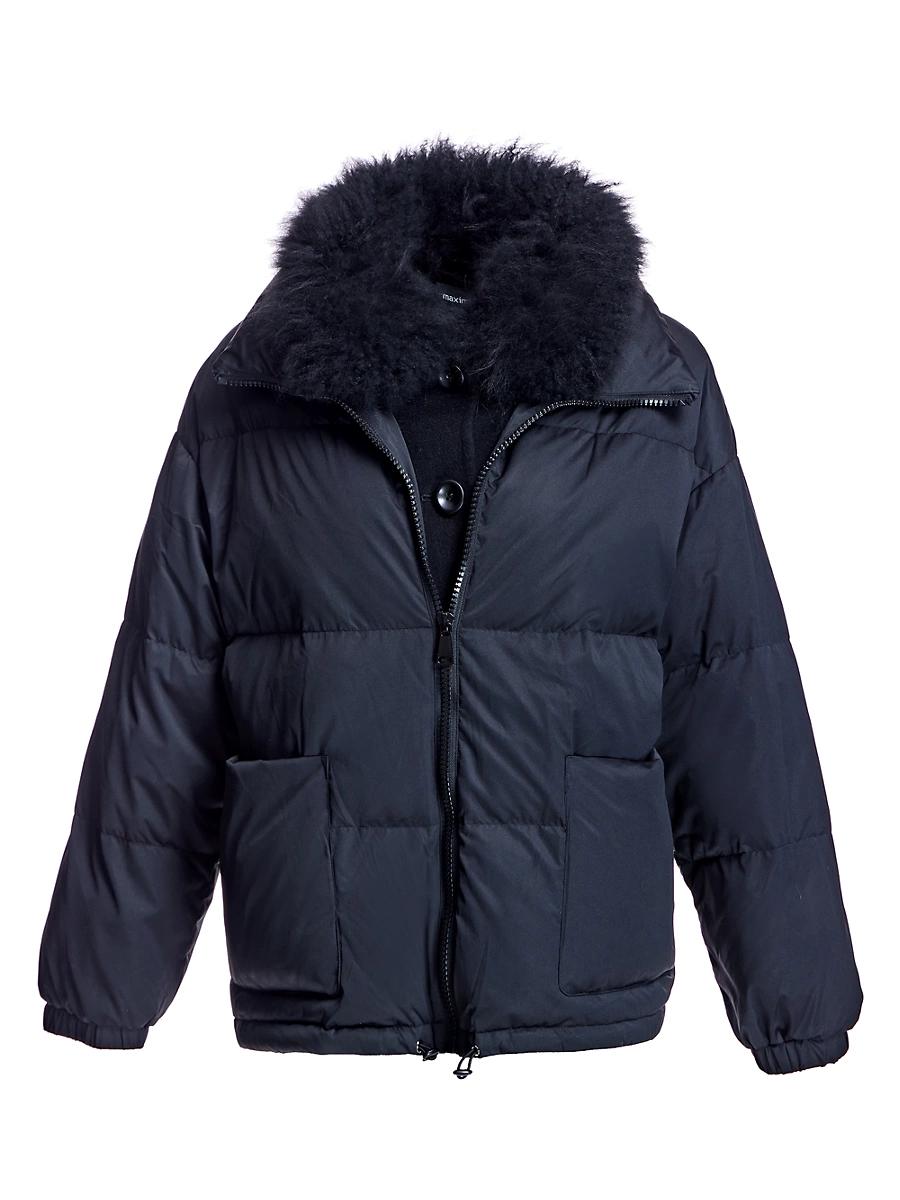 Womens Feather Down Polyblend Jacket with Goat Trim Product Image