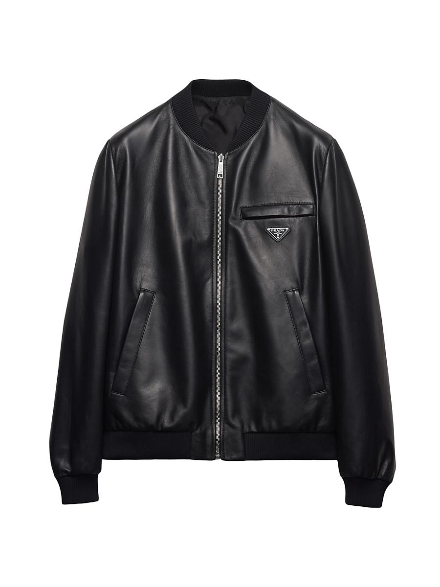Mens Nappa Leather Bomber Jacket Product Image
