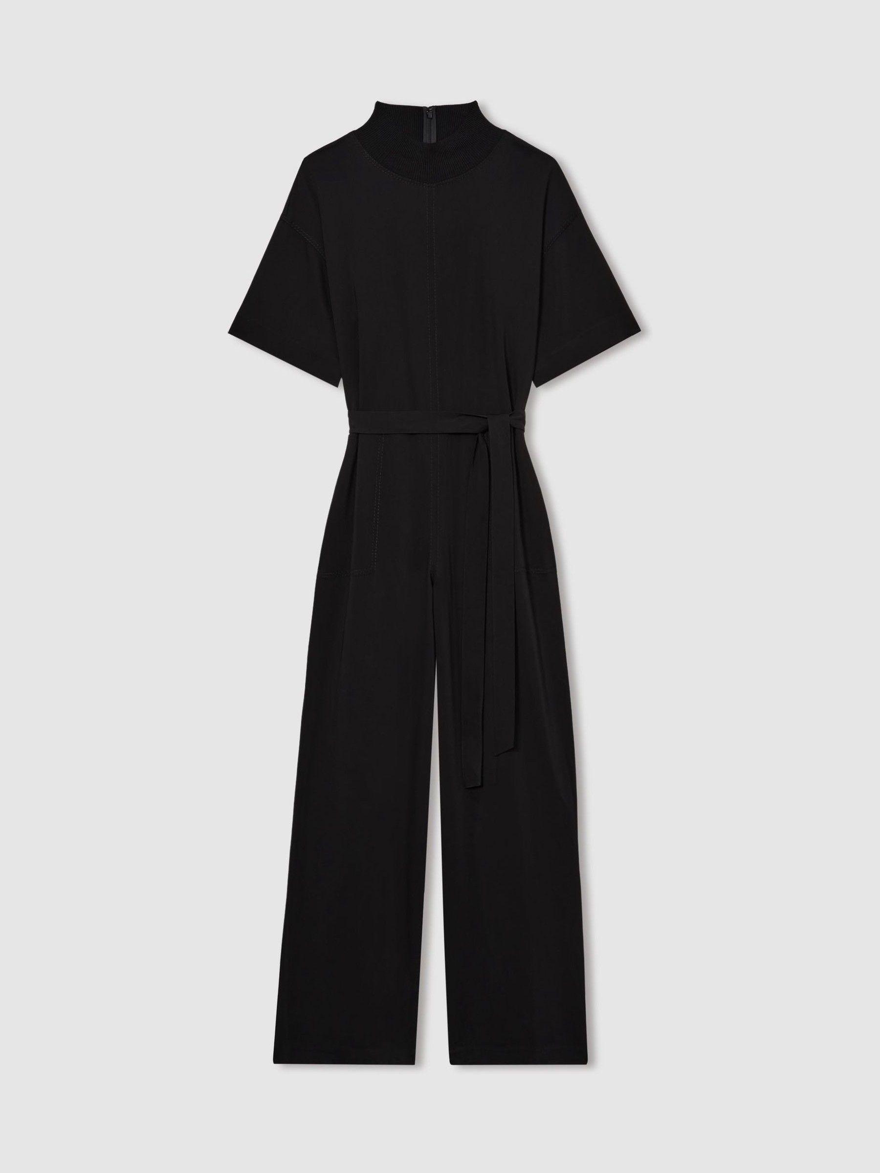 Topstitched-Cady Jumpsuit in Black Product Image