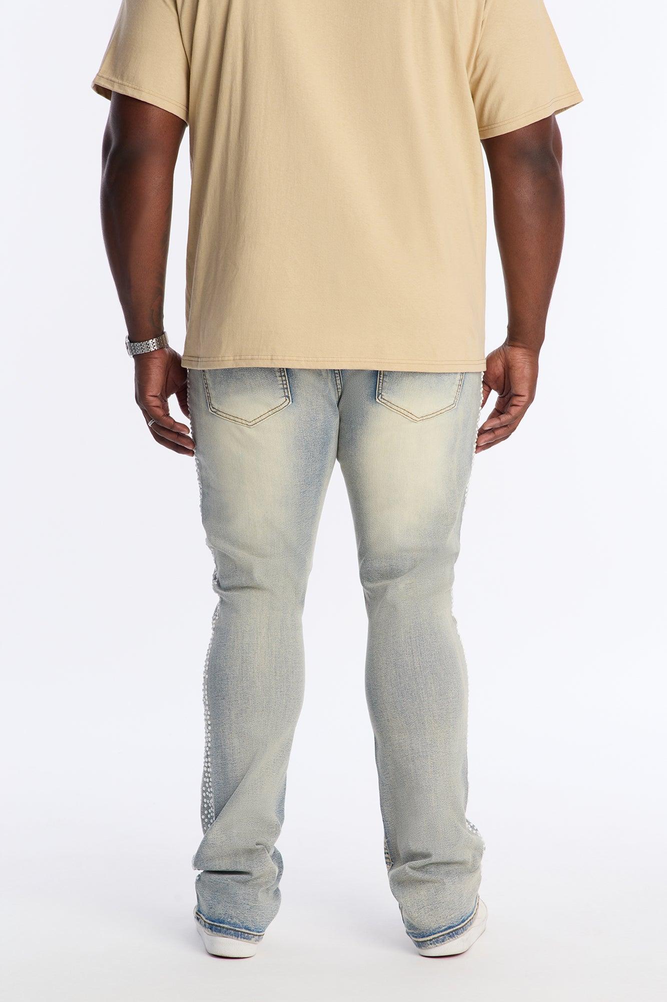 Stacked Skinny Flare Fancy Me Pearls With Jewel Jean - Medium Wash Product Image