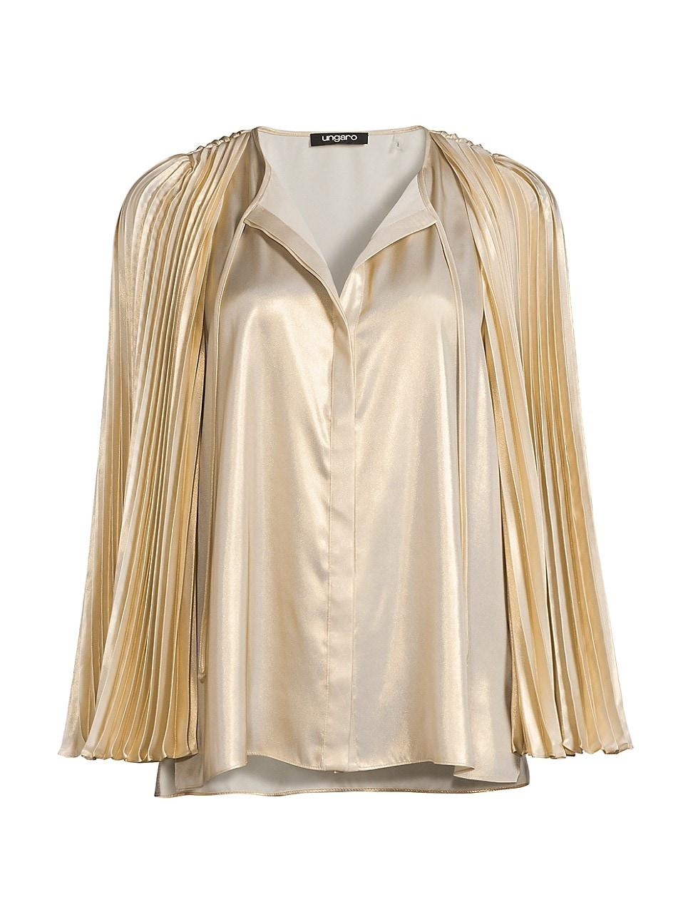 Womens Verity Metallic Pleated Blouse Product Image
