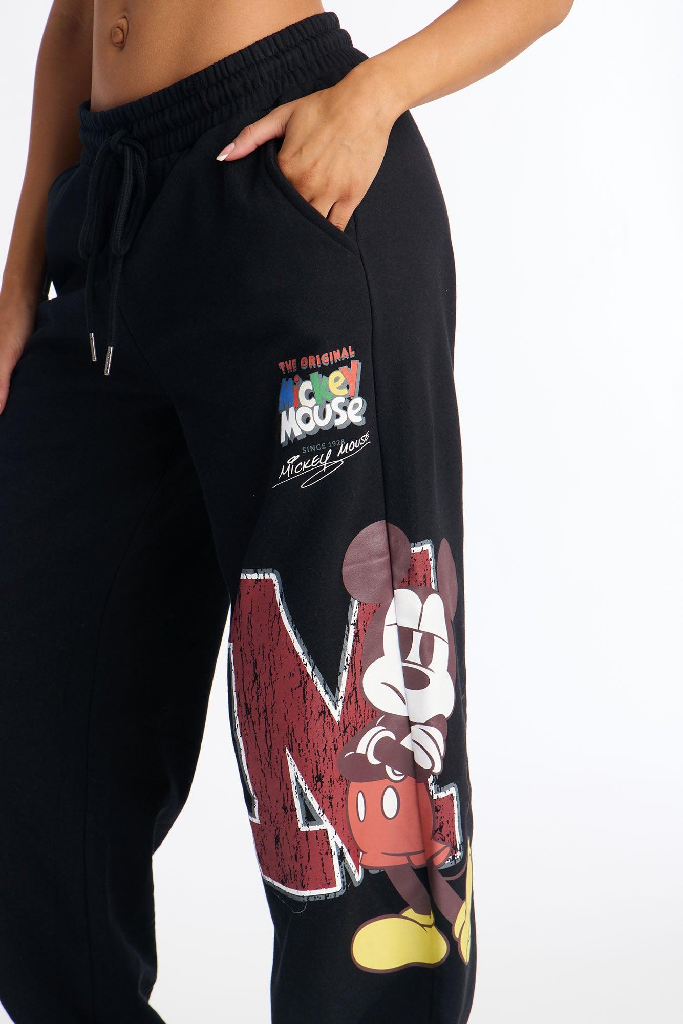 Mickey Mouse Fleece Wide Leg Pant - Black Female Product Image