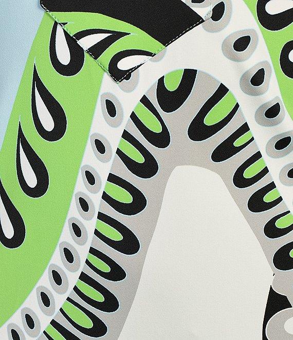 Jude Connally Kristen Mod Kaleidoscope Pool Print Jude Cloth Stretch Knit Wrinkle-Free Split V-Neck Sleeveless A-Line Midi Dress Product Image