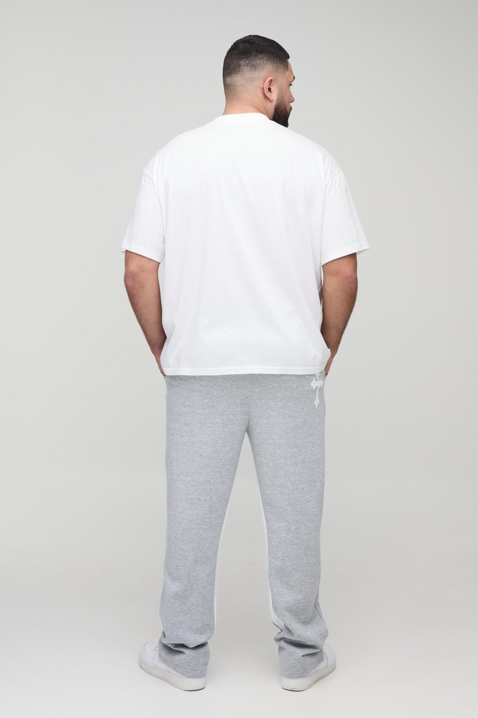 Plus Worldwide Cross Print Flared Gusset Sweatpants | boohooMAN USA Product Image