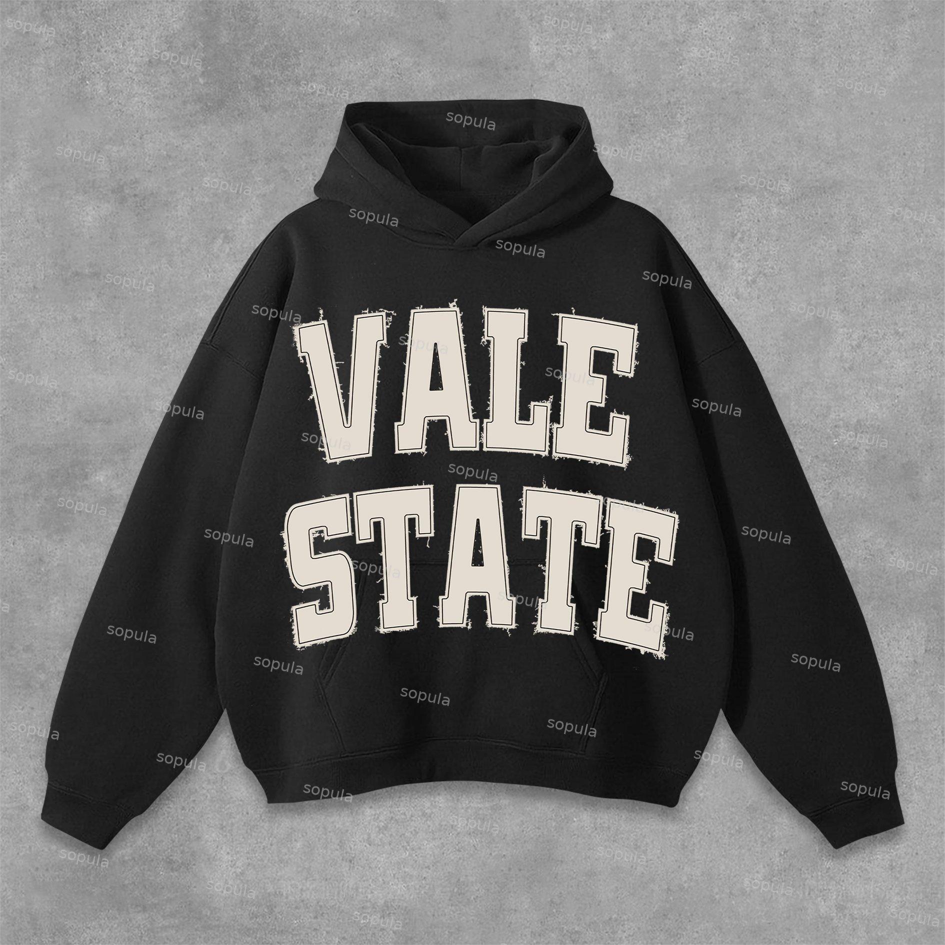 Unisex Men's Vintage Vale State Graphic Print Pocket Hoodie Product Image