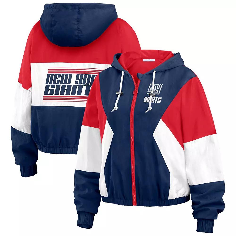 Women's WEAR by Erin Andrews Royal/Red New York Giants Color Block Full-Zip Windbreaker Jacket,  Product Image