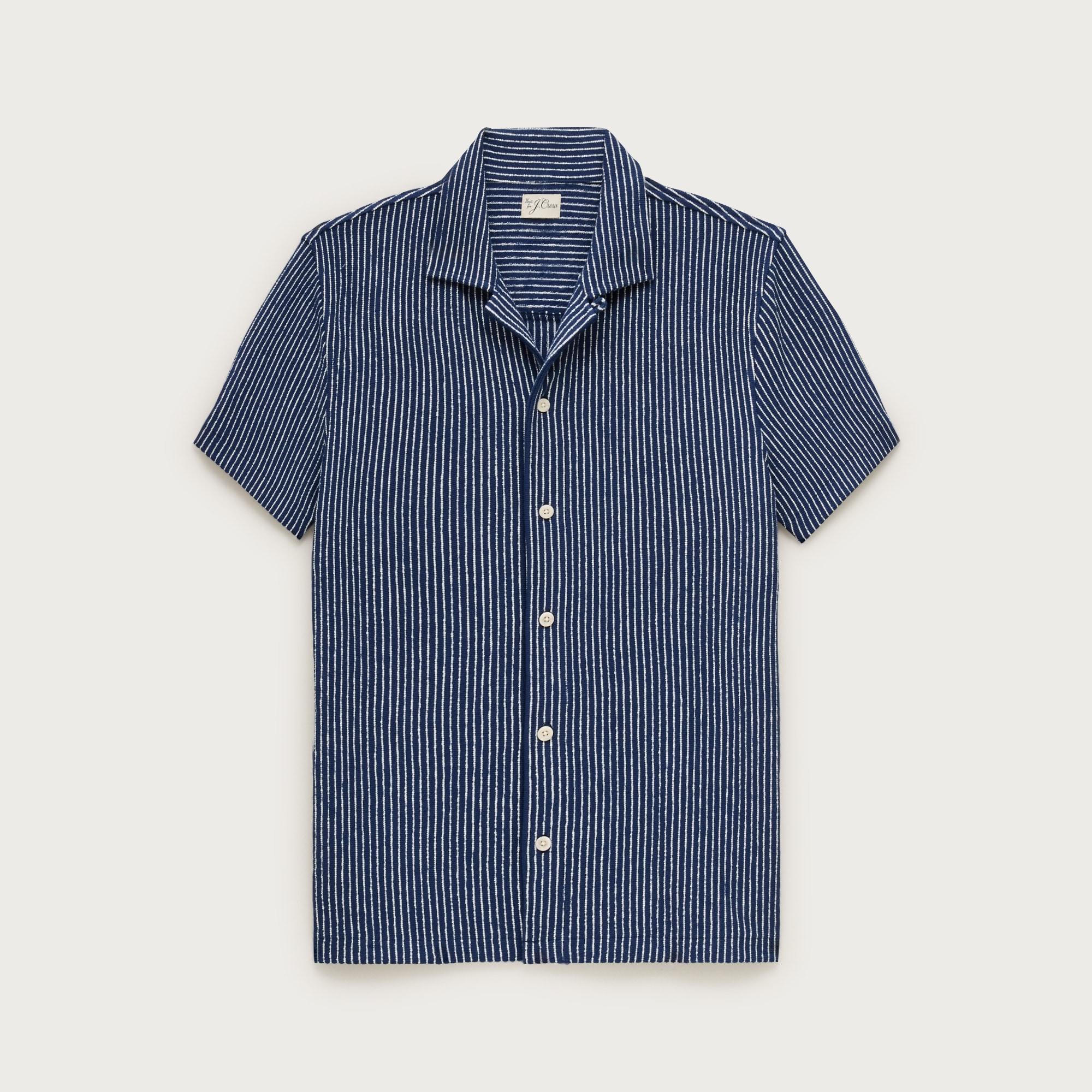 Textured camp-collar knit shirt in stripe Product Image