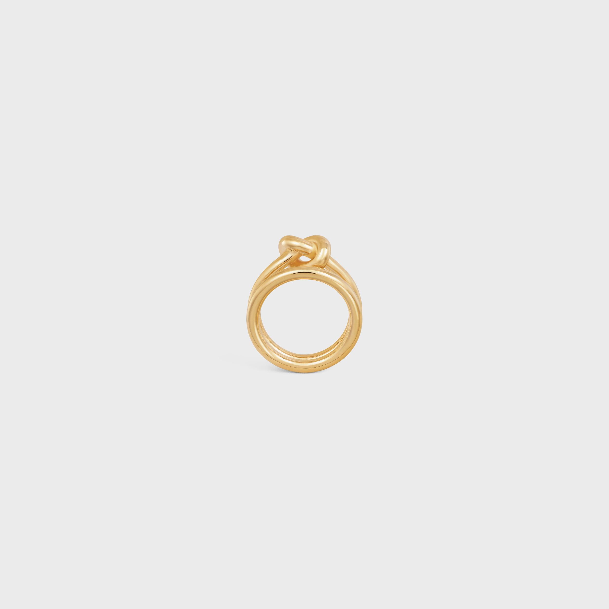 Knot Double Ring in Brass with Gold Finish Product Image