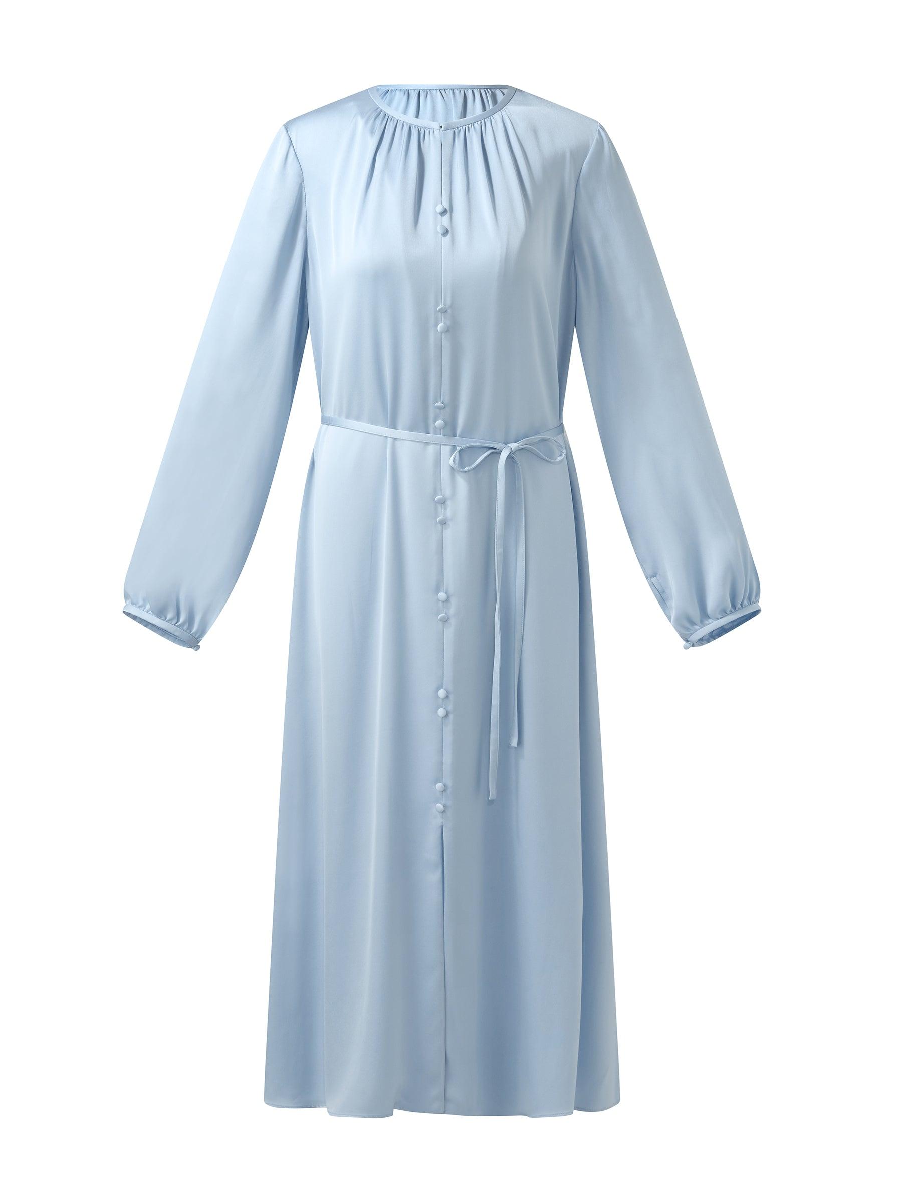 22MM Mulberry Silk Women Belted Maxi Dress Product Image