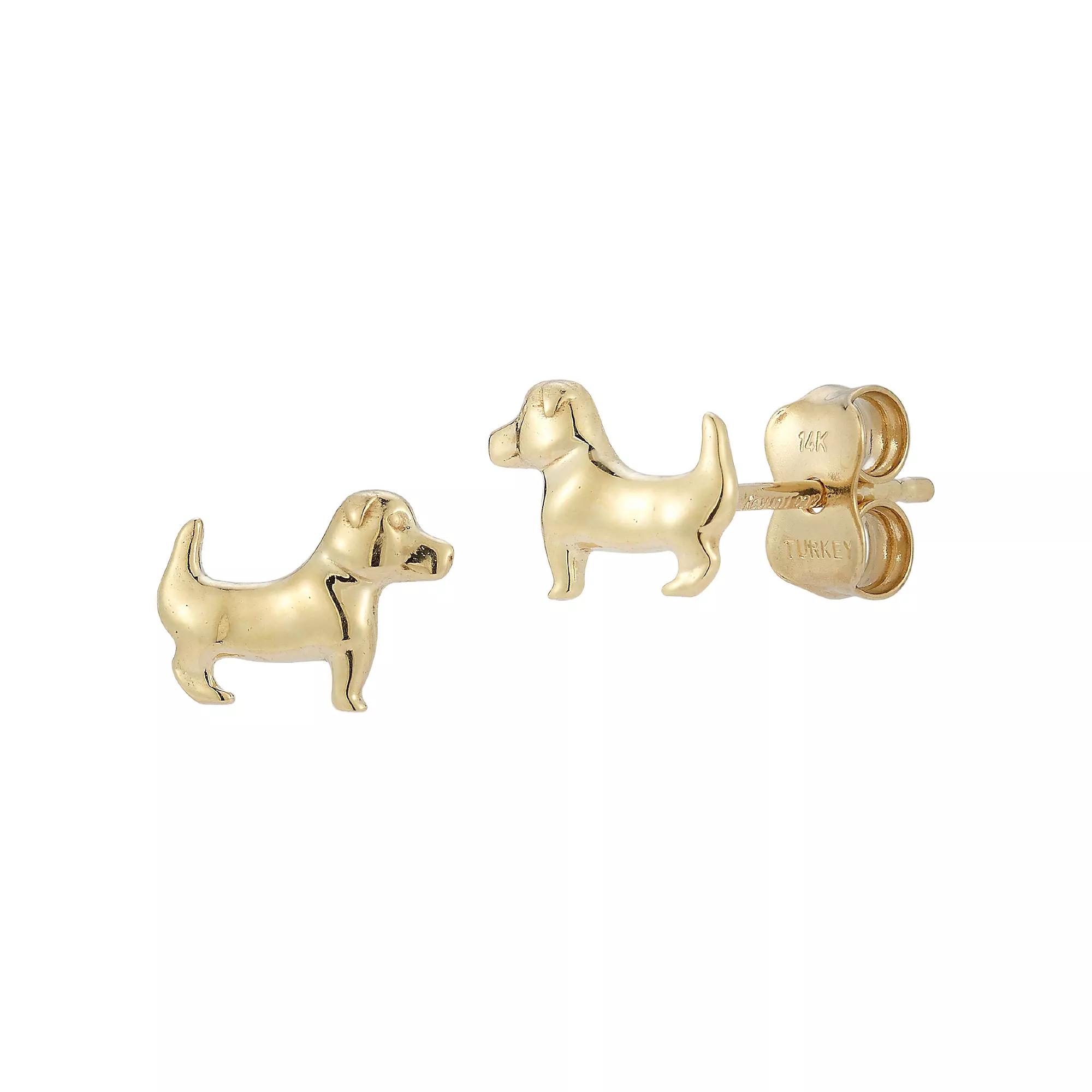 LUMINOR GOLD 14k Gold Dog Stud Earrings, Women's Product Image