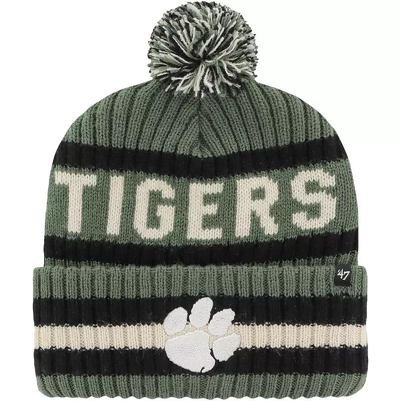 Men's '47 Green Clemson Tigers OHT Military Appreciation Bering Cuffed Knit Hat with Pom Product Image