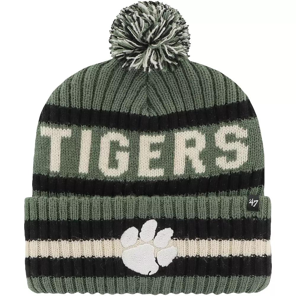 Men's '47 Green Clemson Tigers OHT Military Appreciation Bering Cuffed Knit Hat with Pom Product Image