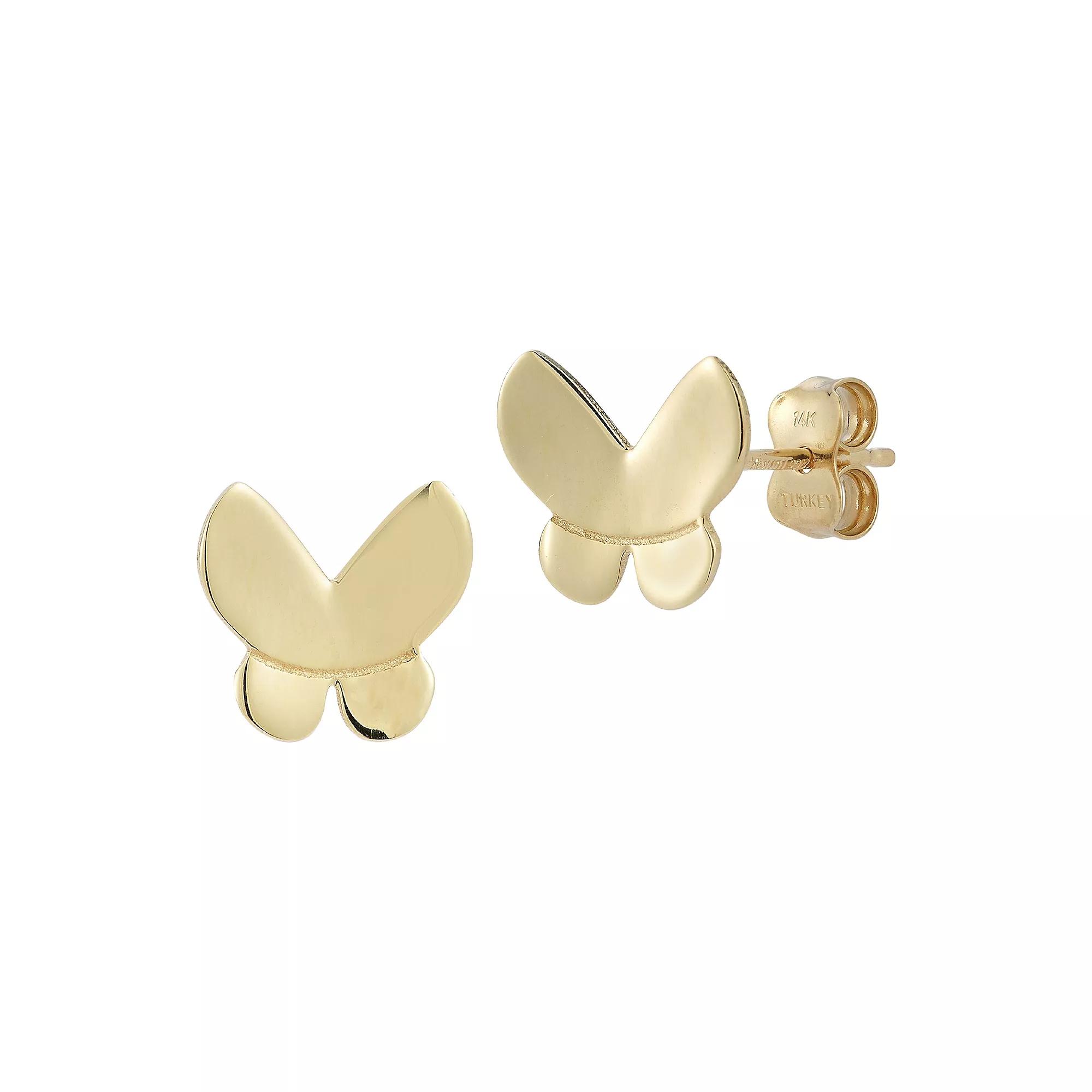 LUMINOR GOLD 14k Gold Butterfly Stud Earrings, Women's Product Image