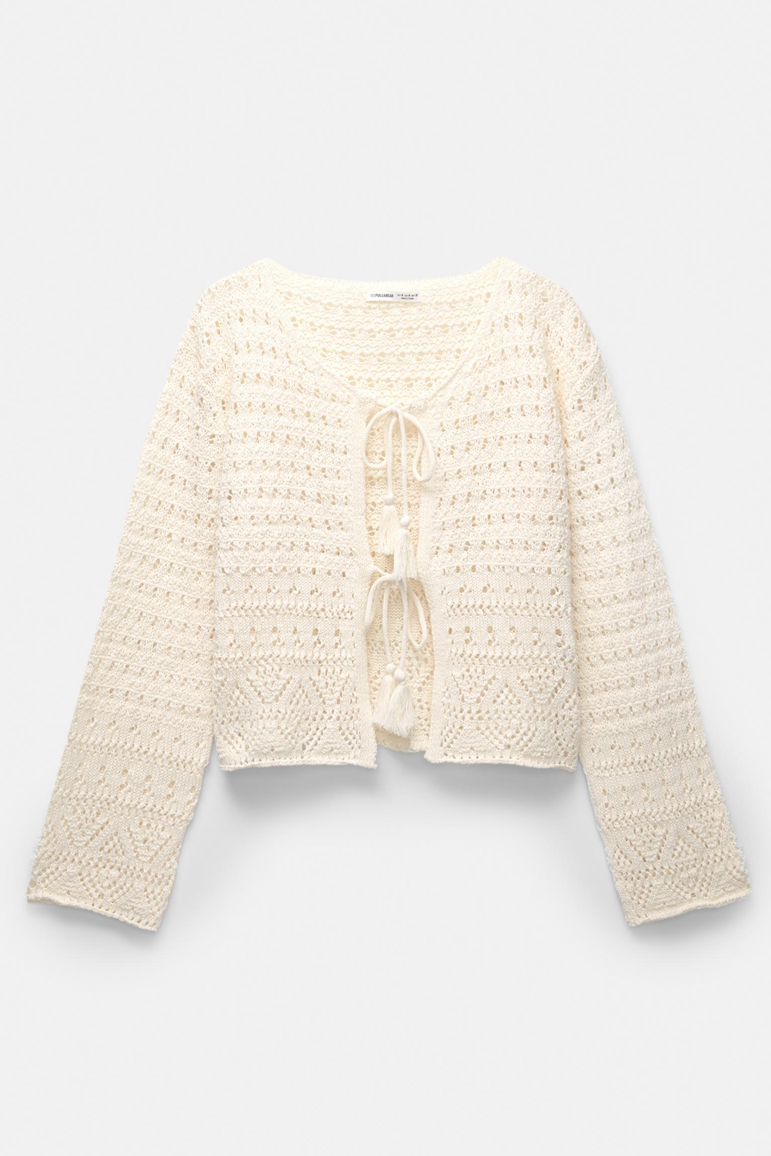 Crochet cardigan with bows Product Image