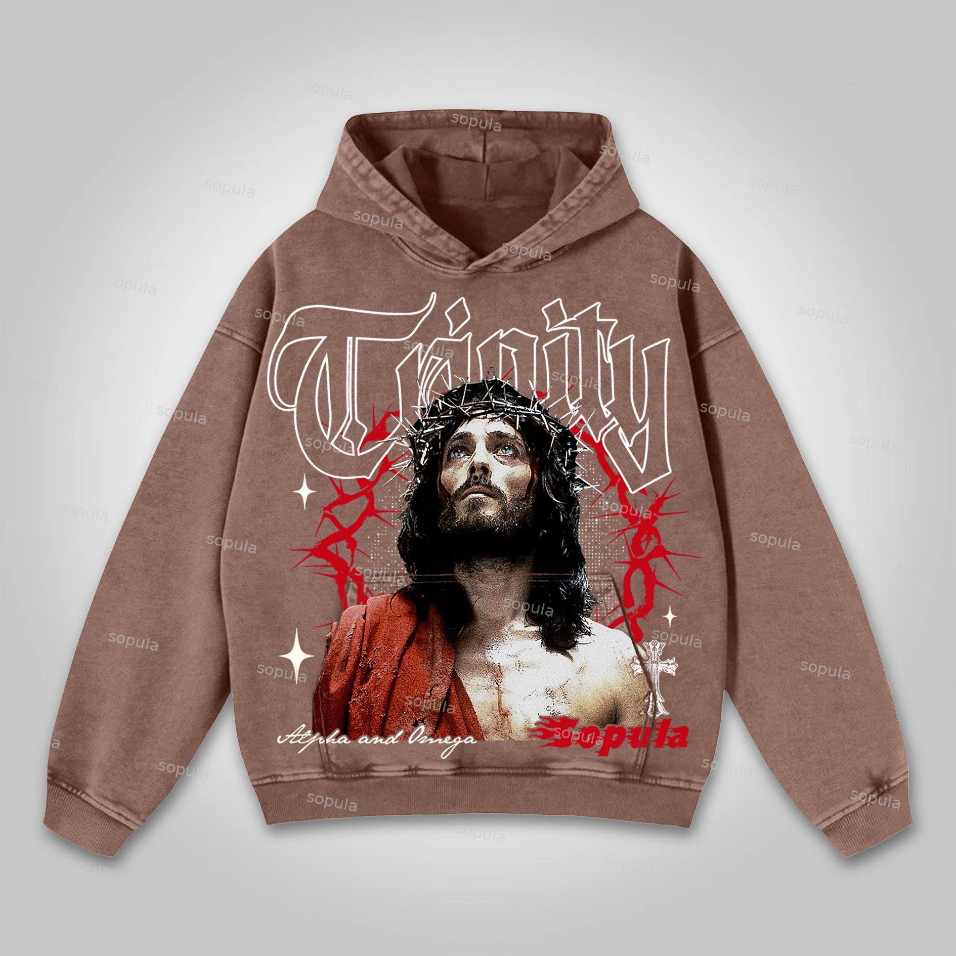 Vintage Thorn Jesus Graphic Washed Hoodie Product Image