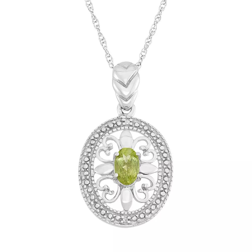 Jewelexcess Peridot & Diamond Accent Sterling Silver Pendant Necklace, Women's, Size: 18", Green Product Image