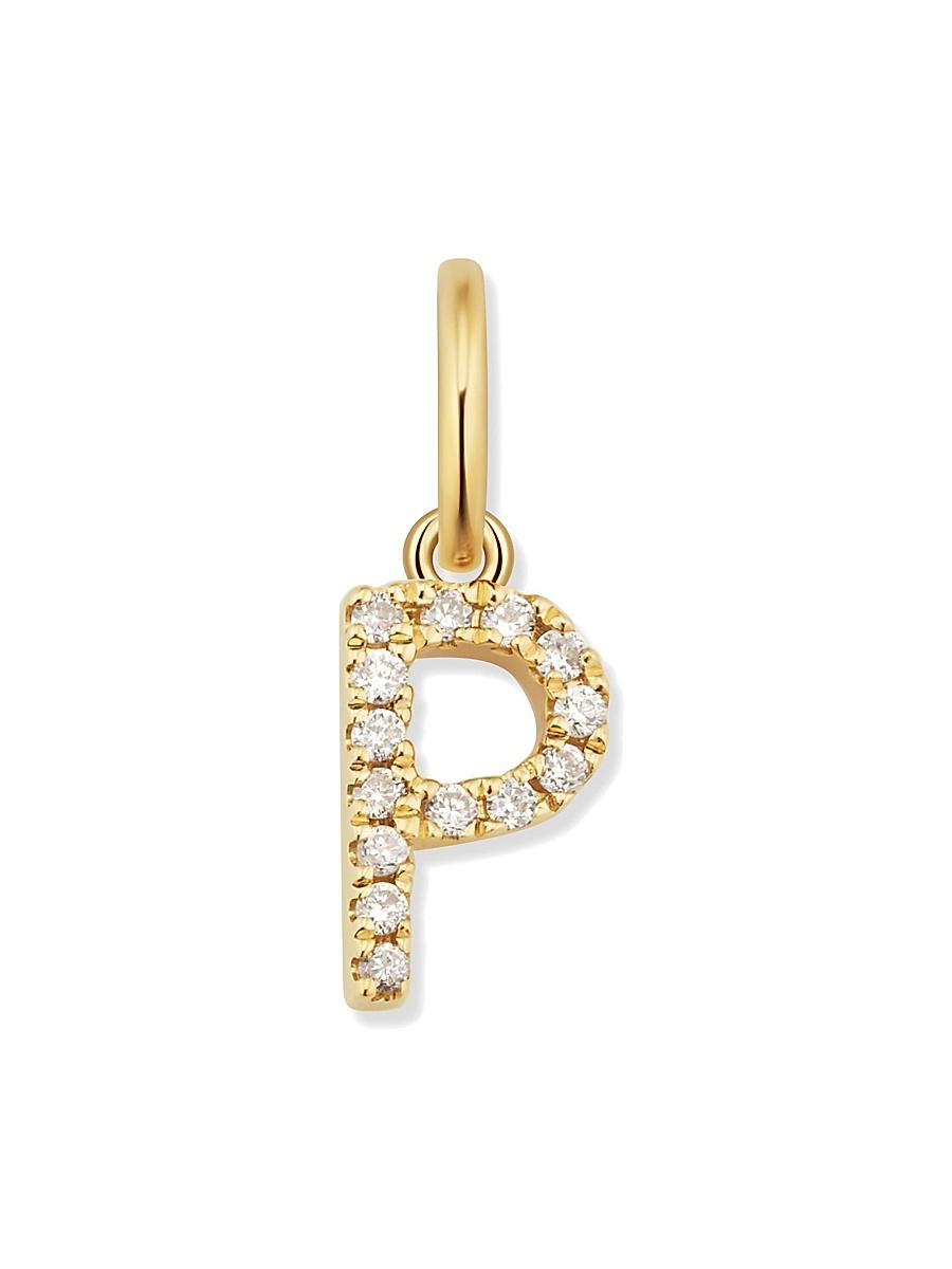 Womens 14K Yellow Gold My Letter Diamond Initial Pendant Charm Product Image