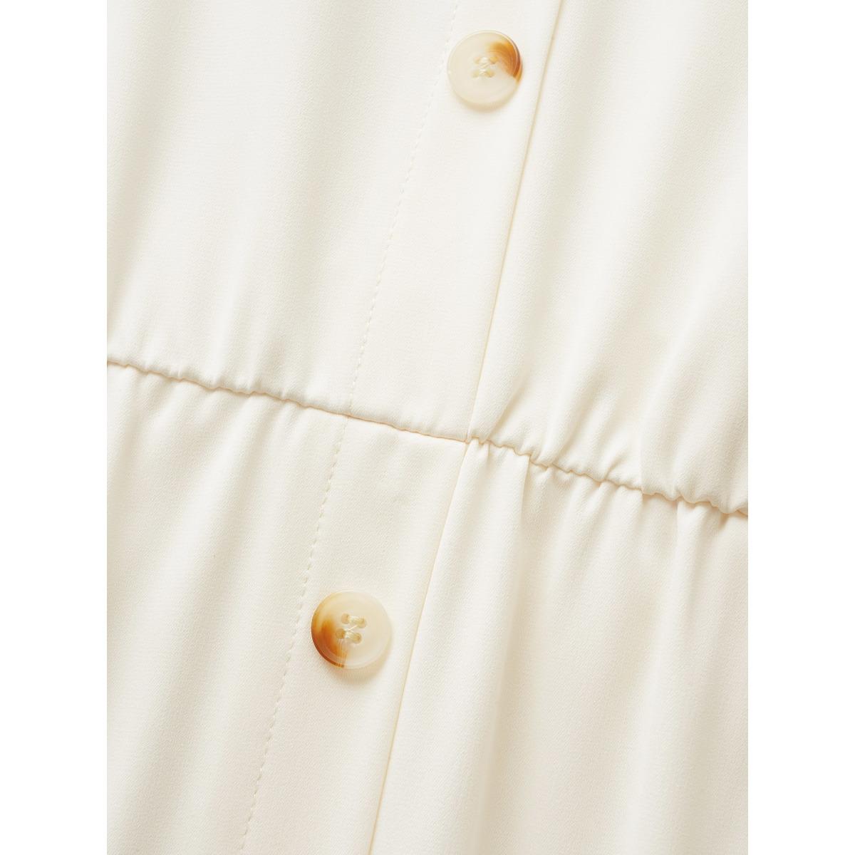 Plus Size V Neck Button Detail Sleeveless Dress Ivory Women At the Office Button V-neck Sleeveless Curvy BloomChic 30/6X Product Image
