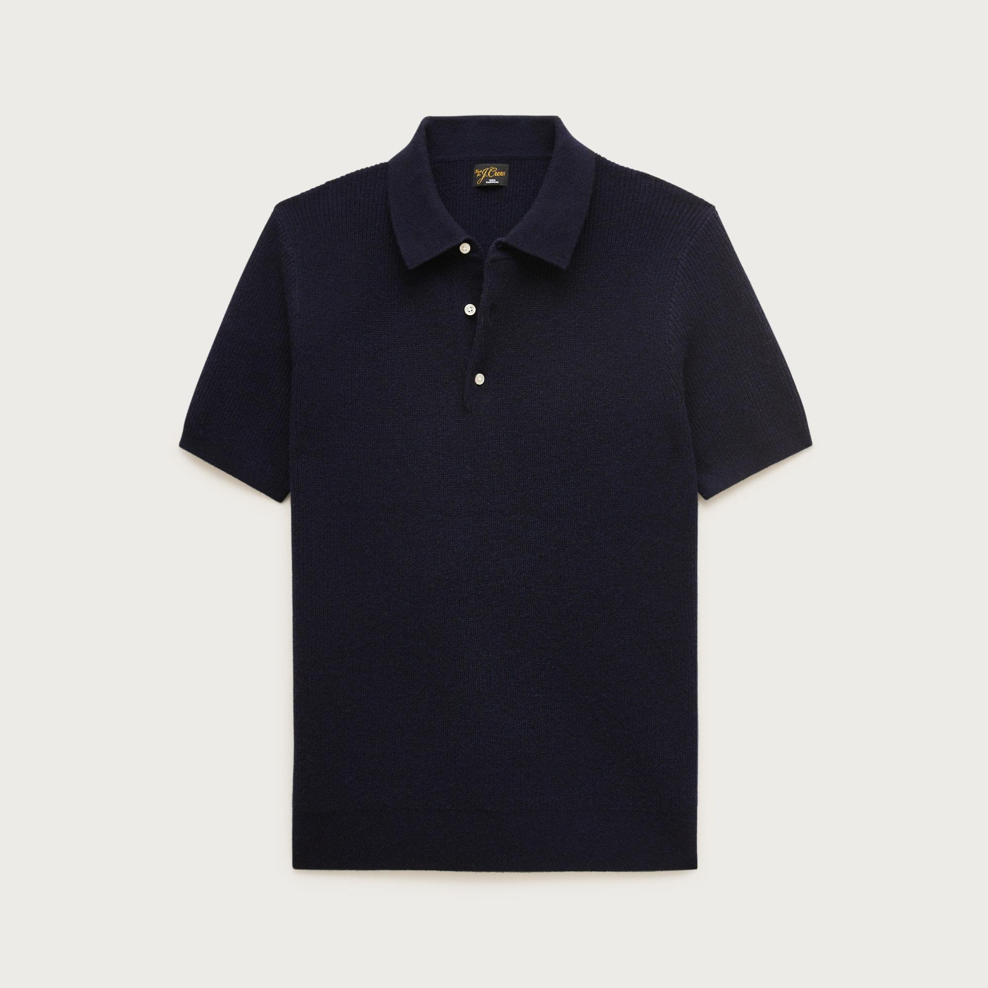 Short-sleeve cashmere rib-knit sweater-polo Product Image