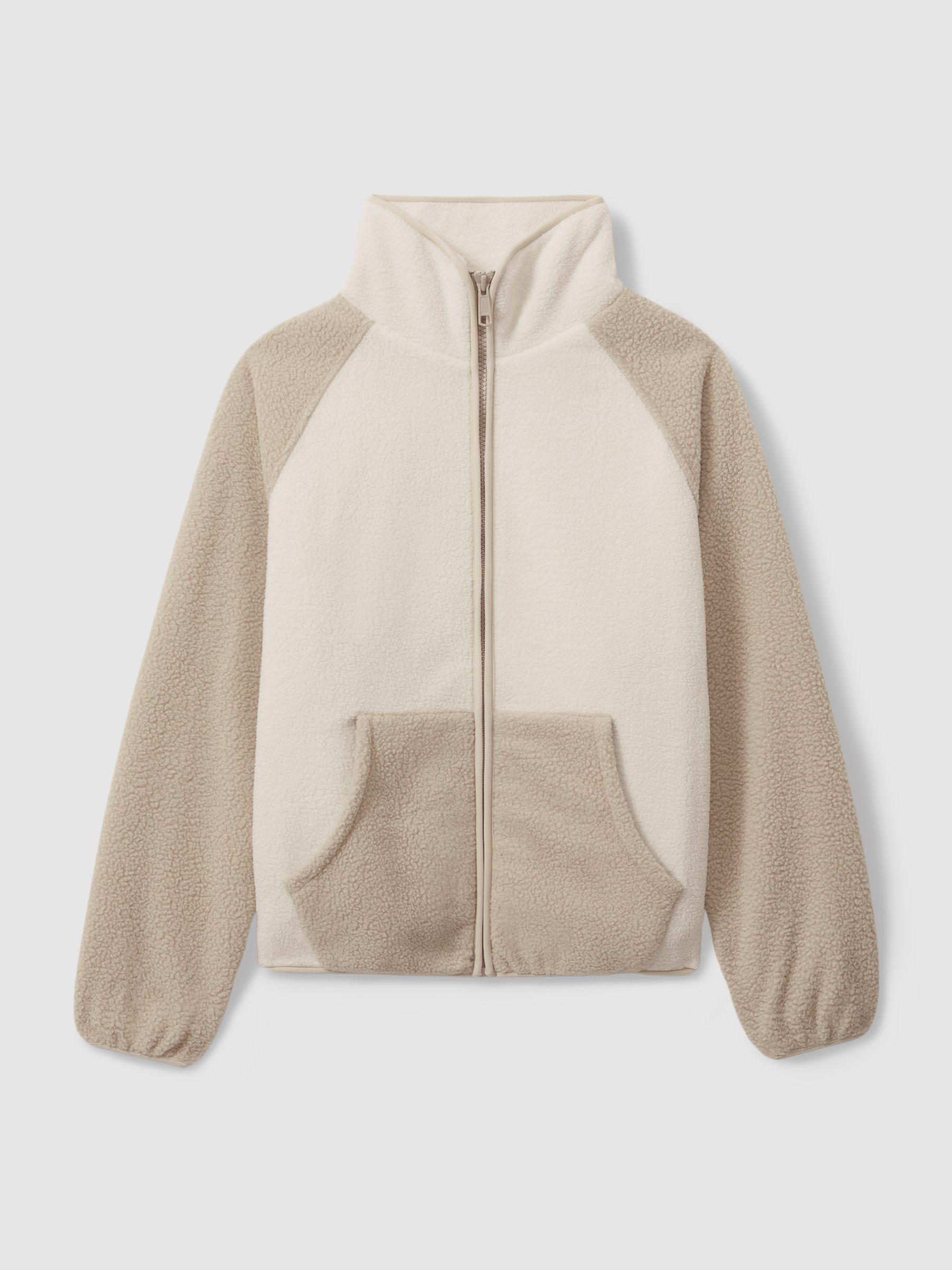 Fleece Funnel Neck Jacket in Natural Product Image