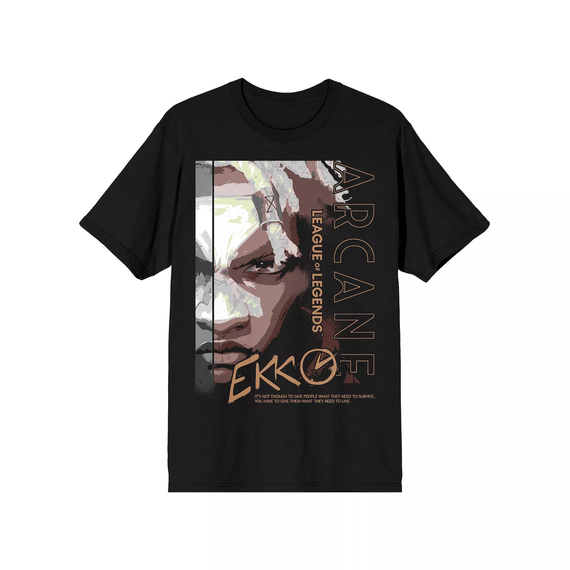Men's Arcane Ekko Graffiti Short Sleeve Graphic T-Shirt, Size: XXL, Black Product Image