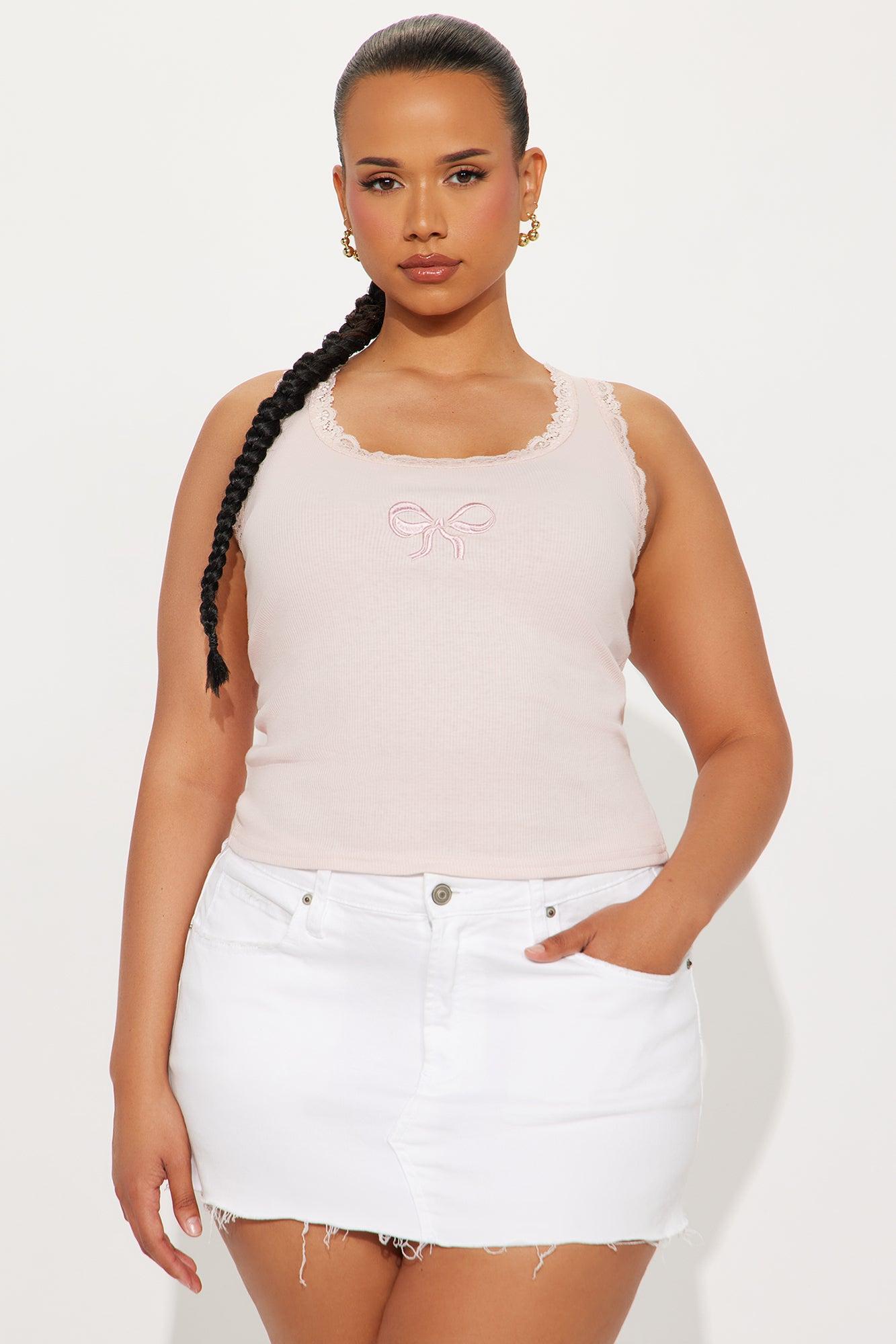 Lil Bow Lace Tank Top - Pink Product Image