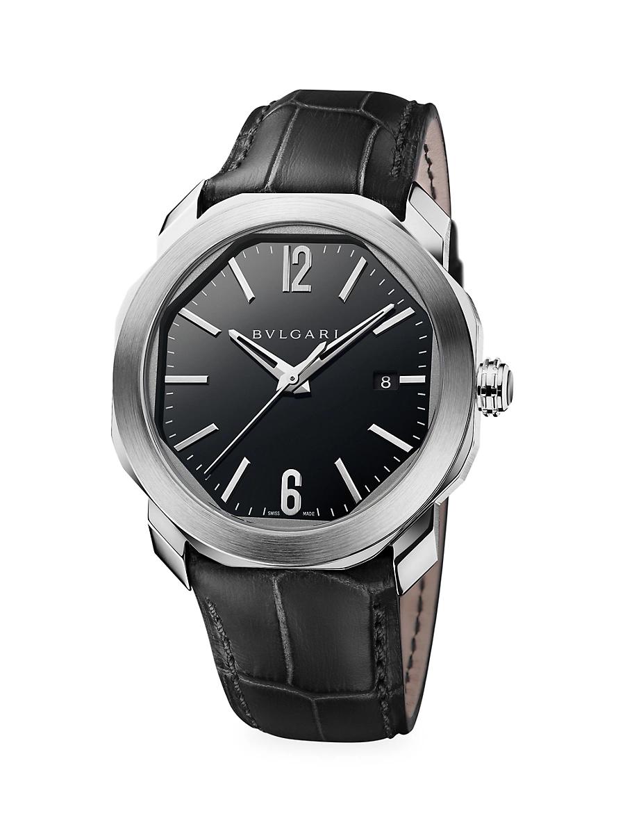 Octo Roma Stainless Steel & Alligator Strap Watch Product Image