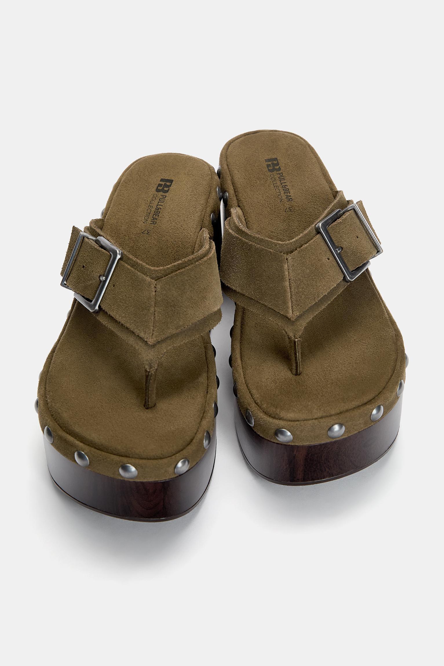 Studded leather wedge sandals Product Image