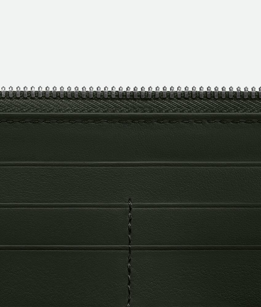 Men's Intrecciato Piccolo Zip Around Wallet in Dark green Product Image