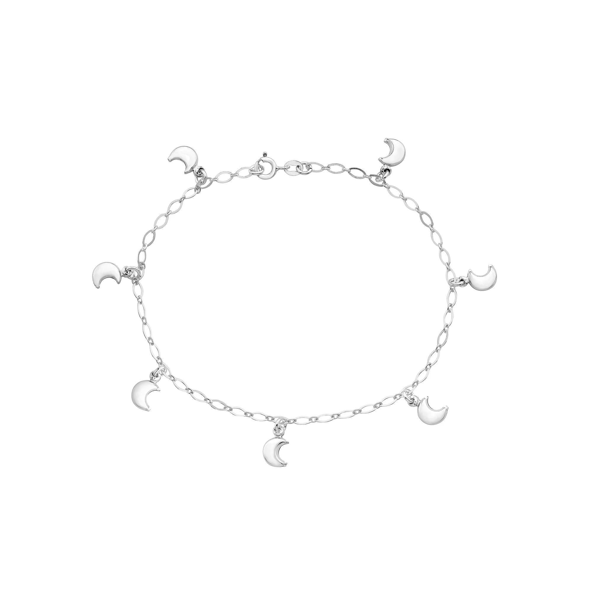 Sterling Silver Moon Anklet, Womens Product Image