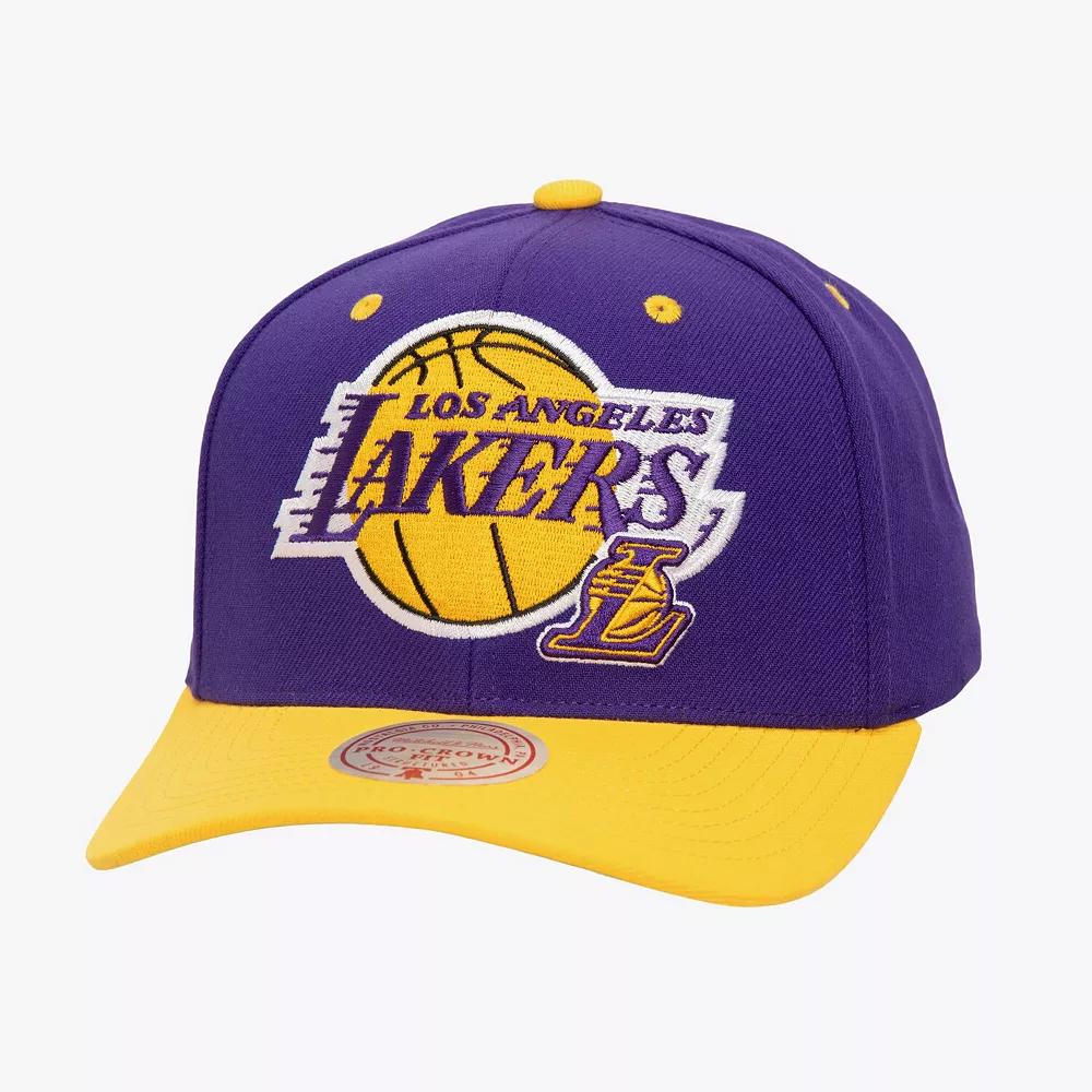 Men's Mitchell & Ness Purple Los Angeles Lakers All In 2.0 Pro Crown Snapback Hat Product Image